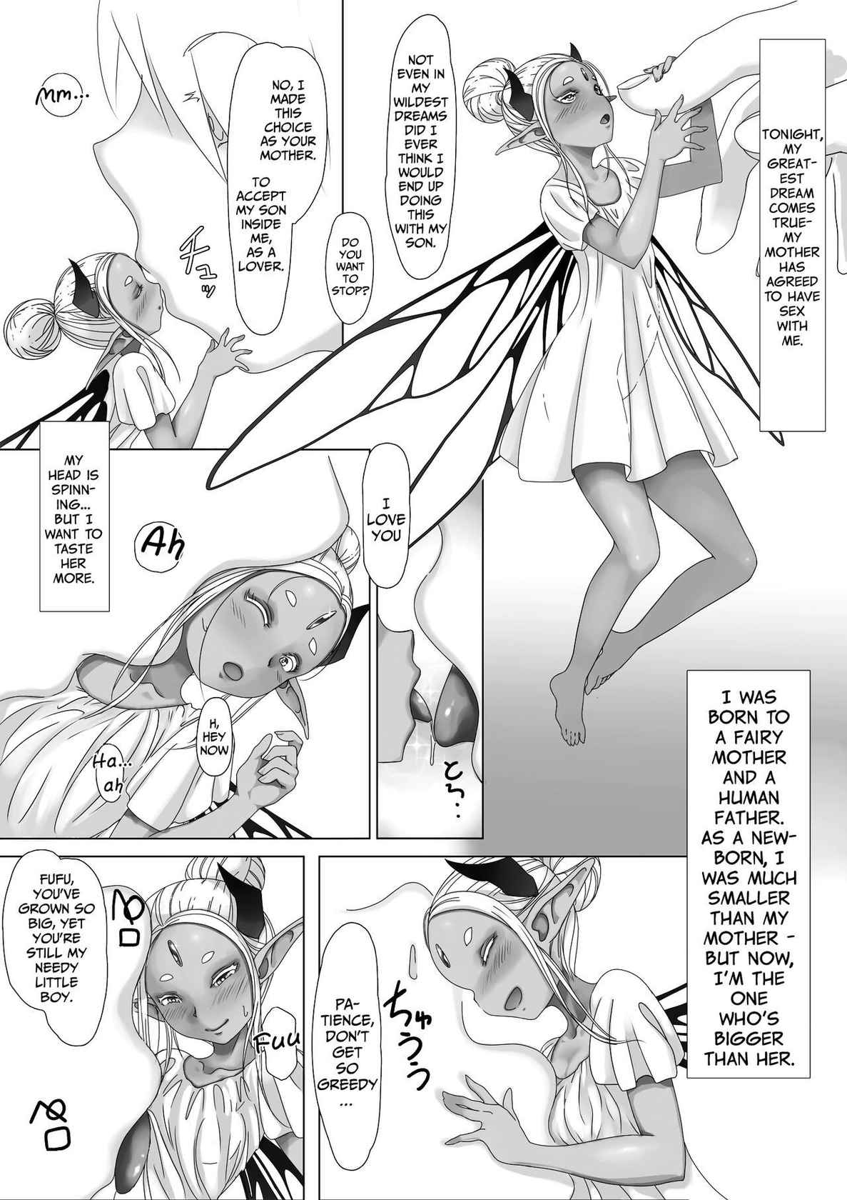 [Gelatin Utopia (Funakura)] Yosei no Haha ga Musuko Ochinchin to Nama Koubi shite Haranjau Ohanashi | The Story of a Fairy Mother Mating with her Son until she's Pregnant with his Child [English] {Bigk40k}