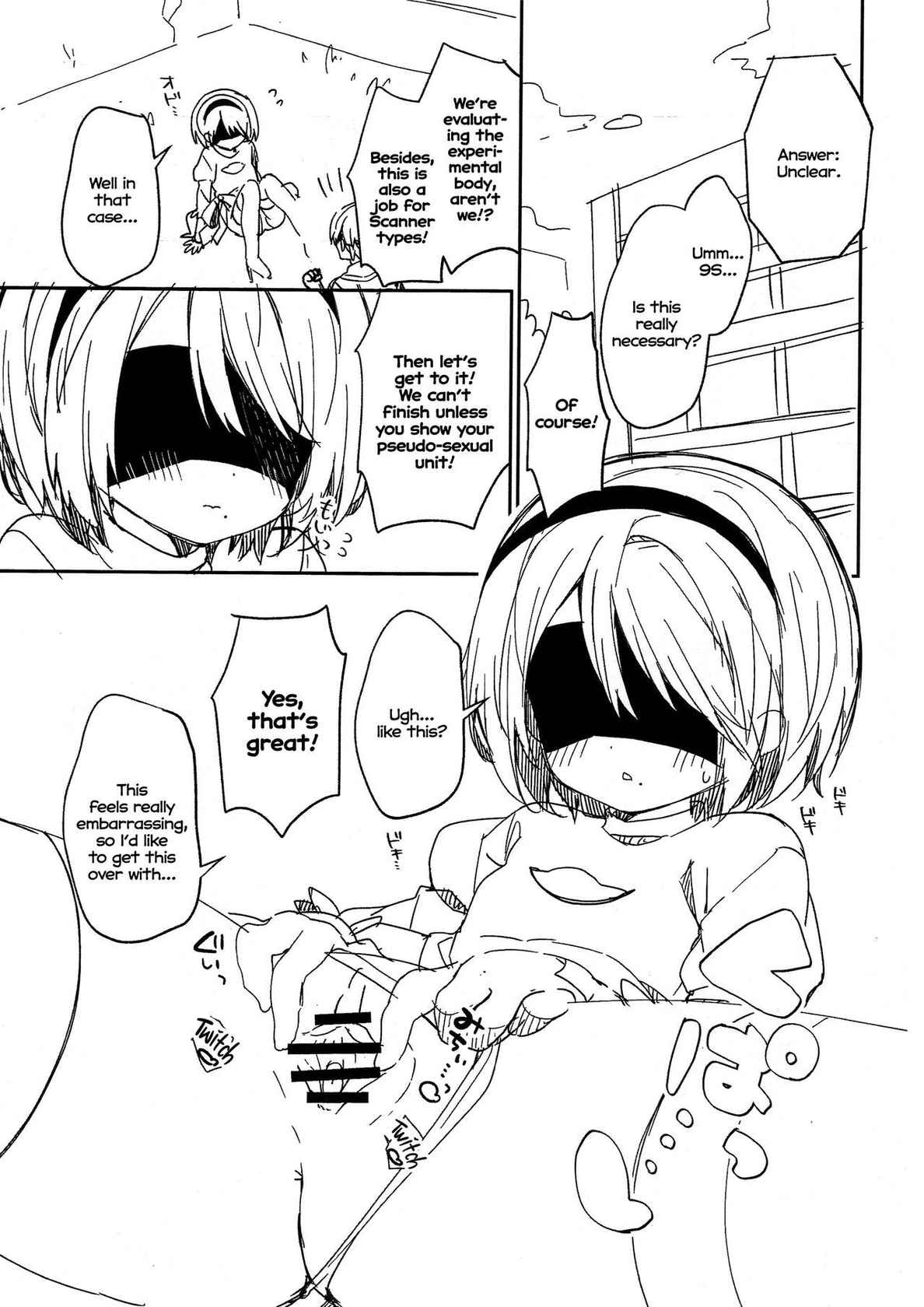 (COMIC1☆13) [Cocoa Holic (Yuizaki Kazuya)] [Gokuhi] YoRHa Kitai 2B no Shoushizaika Gitai Unyou Shiken ni Kansuru Houkoku｜[Classified] Report on the Trial Run of YoRHa Unit 2B's Cost Saving Chassis (NieR:Automata) [English] [Nishimaru]