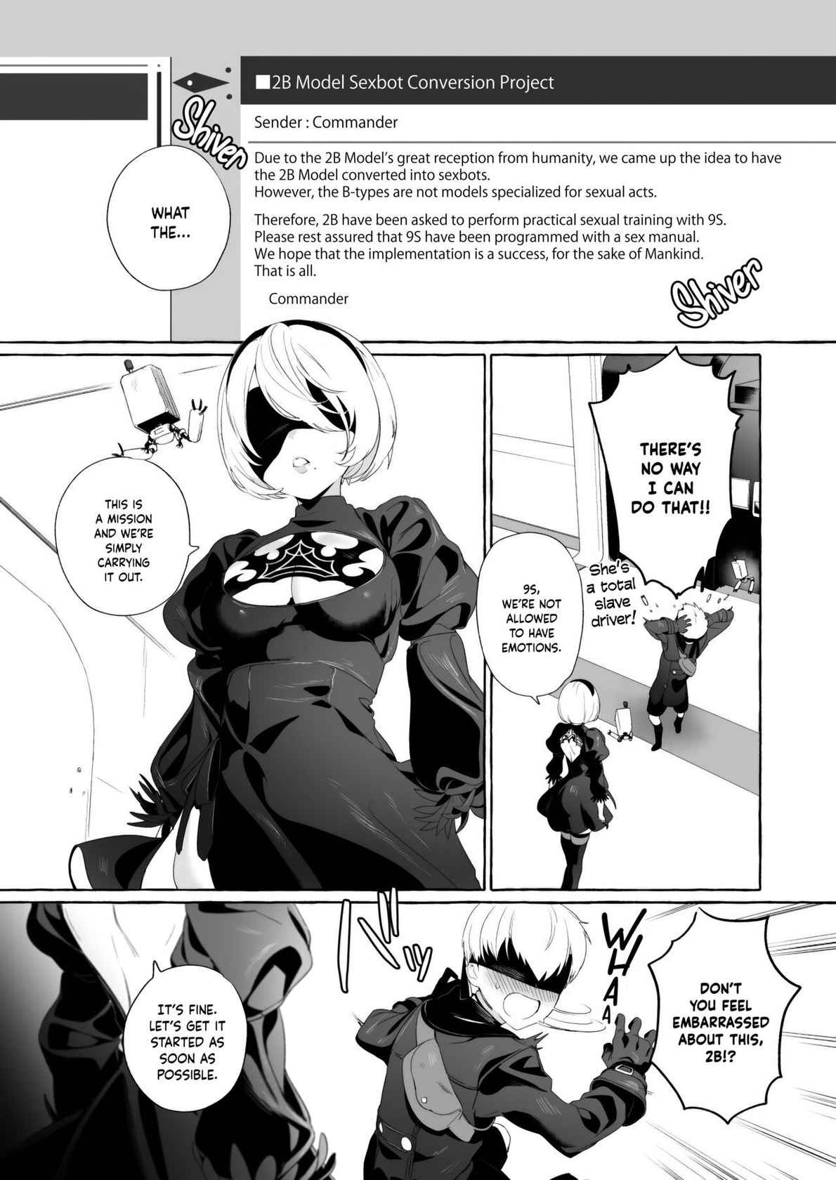 [Ozitan Yasan (Mameojitan)] 2B Model Sexaroid-ka Keikakusho｜2B Model Sexbot Conversion Project (NieR:Automata) [English] [Nishimaru] [Digital]