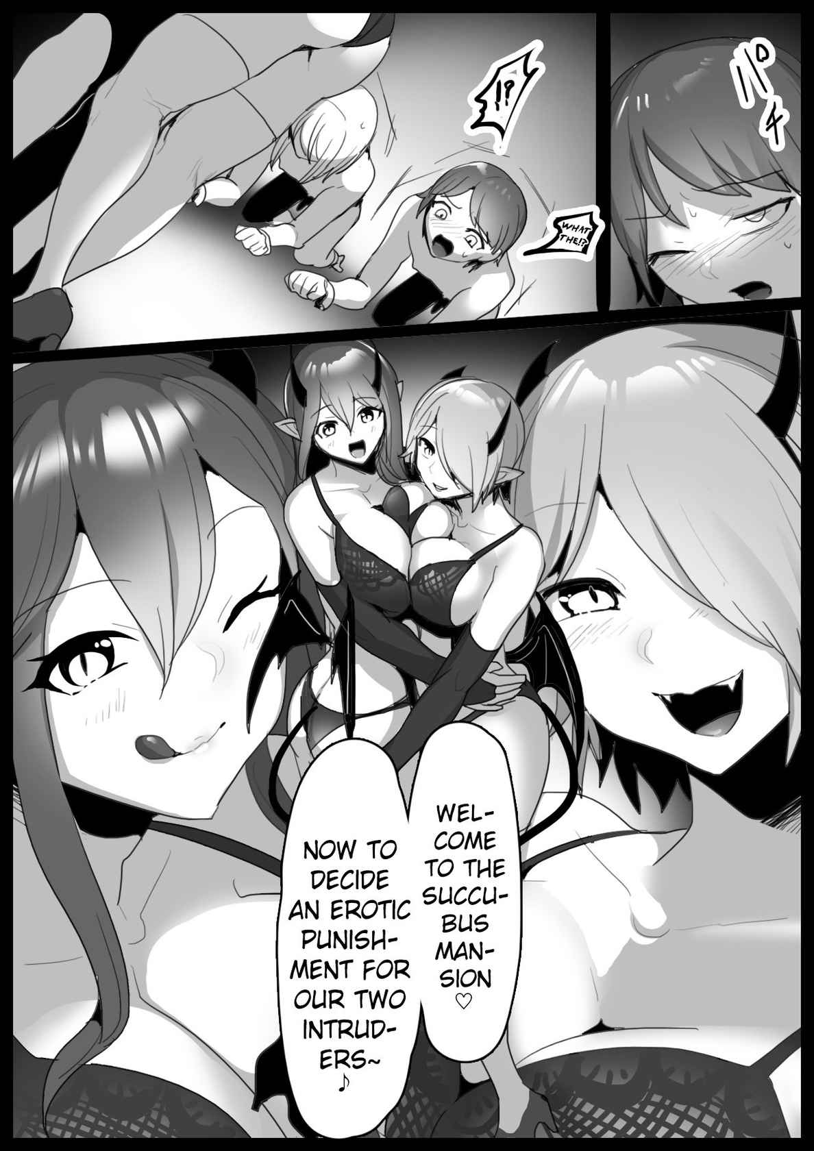 [Permission (Toppogi)] Sakubatsu ~Succubus Shimai ni Kachiku ni sarete Ochinchin o Shiborasechau Ohanashi~ | Sakubatsu ~Turned into Livestock and Getting our Penises Milked by Succubus Sisters~ (English) (Pangean)