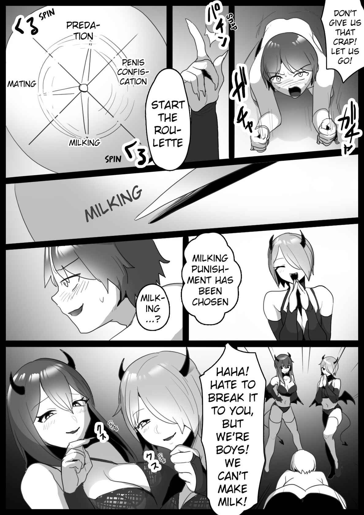 [Permission (Toppogi)] Sakubatsu ~Succubus Shimai ni Kachiku ni sarete Ochinchin o Shiborasechau Ohanashi~ | Sakubatsu ~Turned into Livestock and Getting our Penises Milked by Succubus Sisters~ (English) (Pangean)