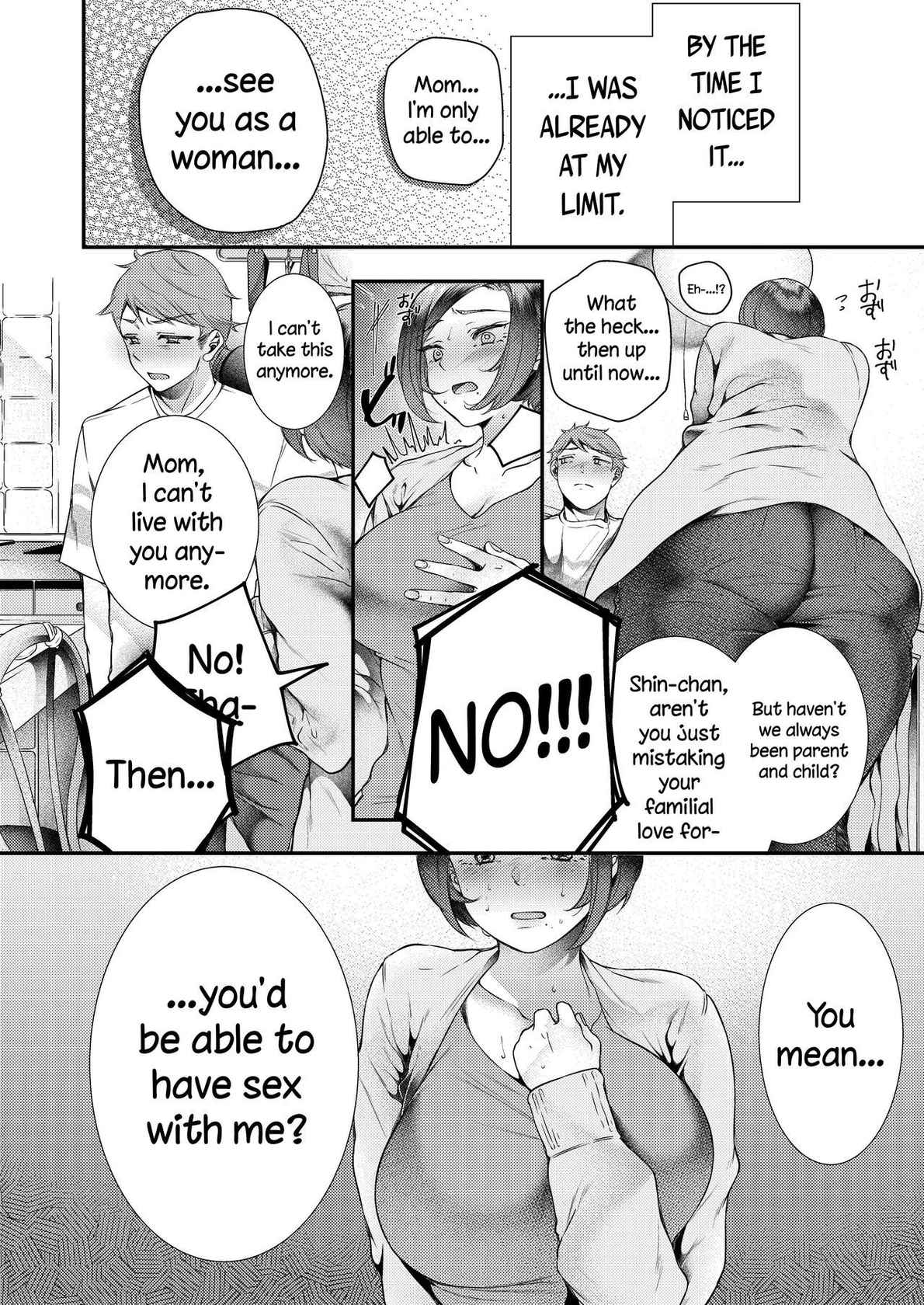 [Shinsen Shiboritate Nama Gyuunyuu (Shiawase na Choushoku.)] Okaa-san, Kono Kankei Ja Irarenai | Mom, We Can't Keep Going Like This [English] {Doujins.com} [Digital]