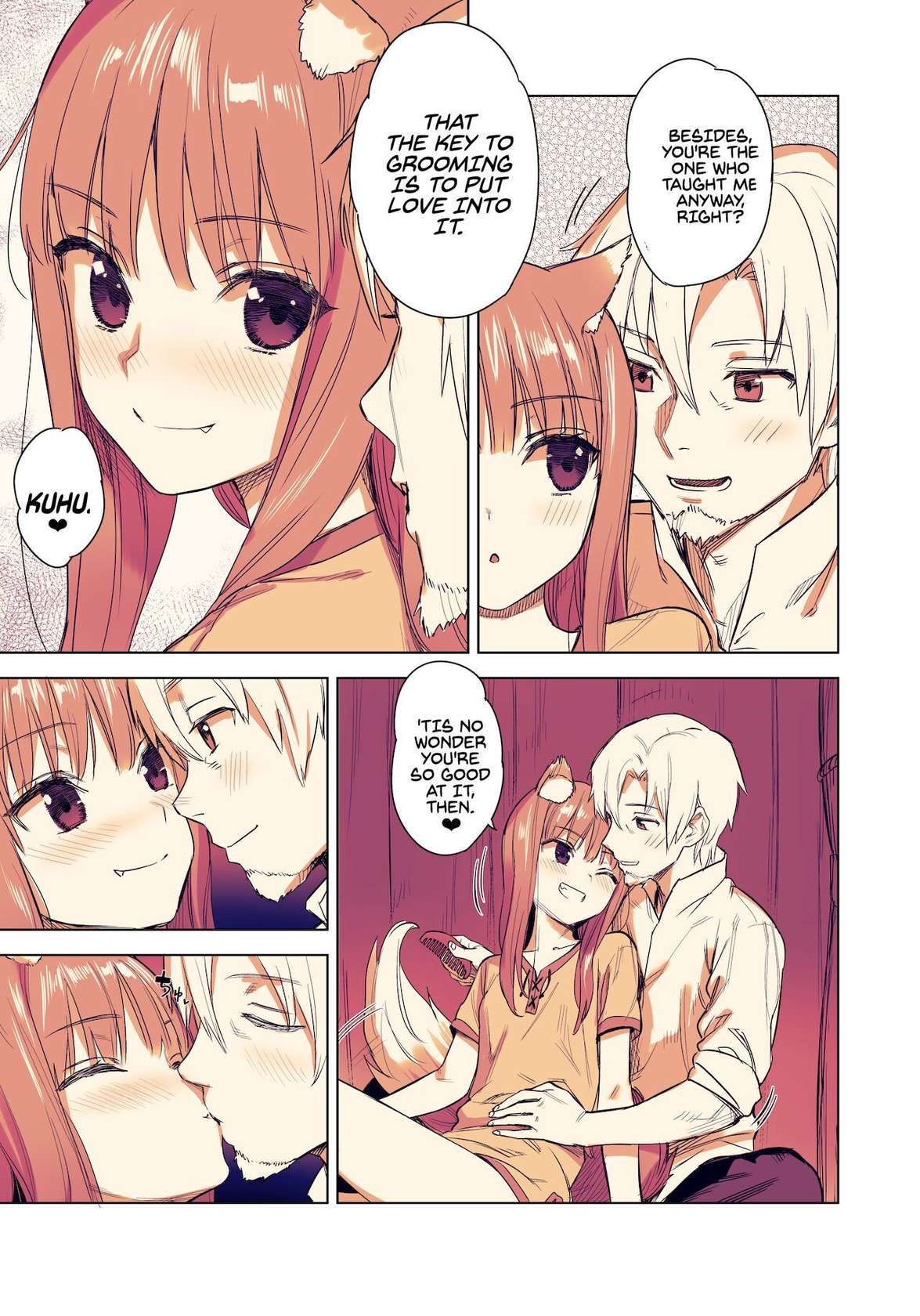 [Ajisaidenden (Kawakami Rokkaku, Takanashi Rei)] Wacchi to Shippori Kezukuroi Hon | Affectionate Grooming With Me (Spice and Wolf) [English] [Von] [Digital]