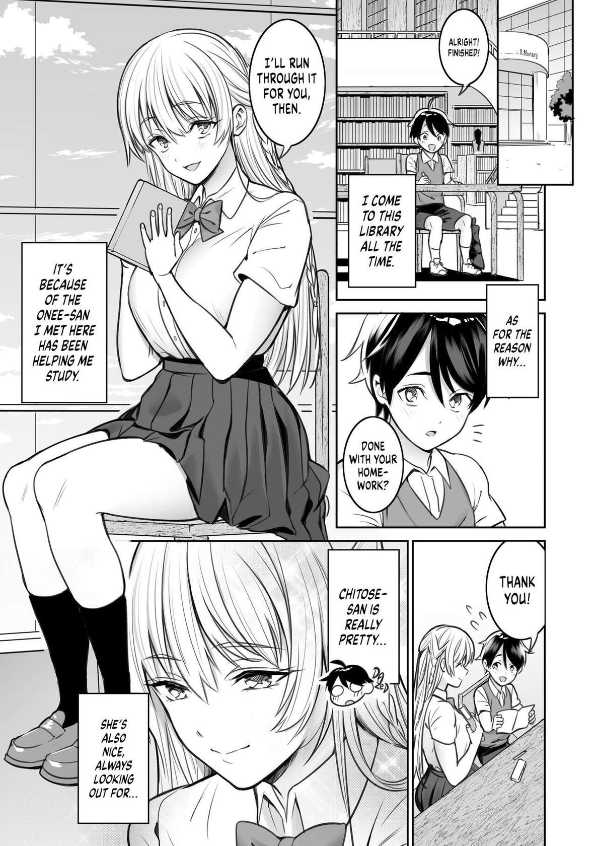 [Nukunukujima (Akai Same)] Toshokan de Shiriatta Onee-san ni Ecchina Koto o Sarechau Hanashi | A Story About the Lewd Things the Onee-San I Met at the Library Does to Me [English] [RedLantern]