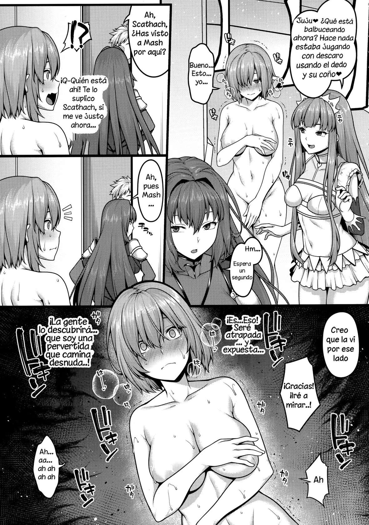 (C96) [Banana Koubou (Ao Banana)] Zenra Roshutsu Shuujin Kanshi Onanie ni Dohamari shita Hentai Kouhai Mash Kyrielight (Fate/Grand Order) [Spanish]