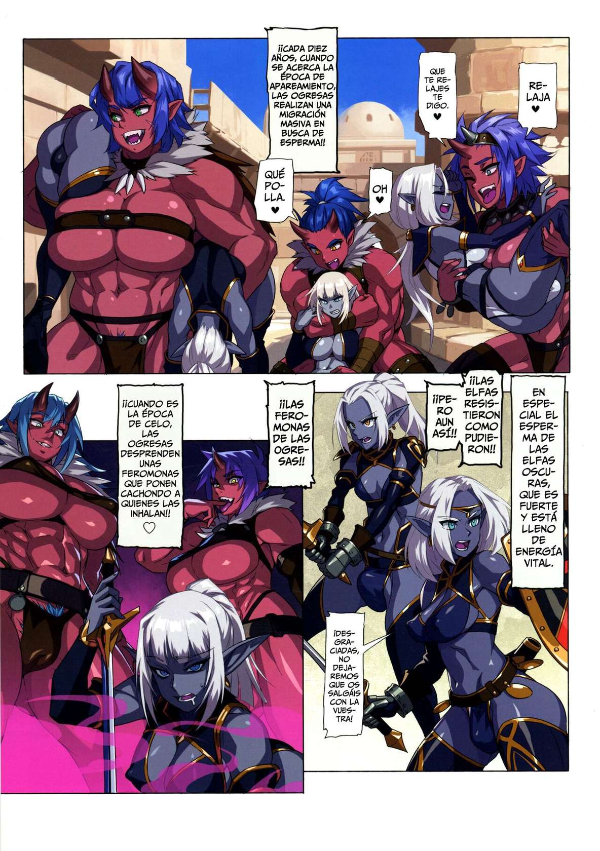 (C100) [M-ya (Mikoyan)] Ogresas Contra Elfas Oscuras ~ La Gesta de La Gestación - Ogre tai Dark Elf Ogre Hanshoku Dai Sakusen [Spanish] [Horchata Scans]