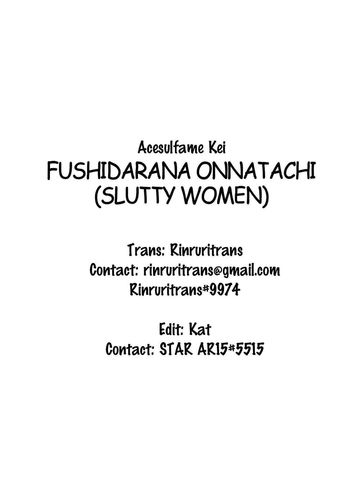 [Acesulfame Kei] Slutty Women | Fushidarana Onnatachi [English][Rinruririn]