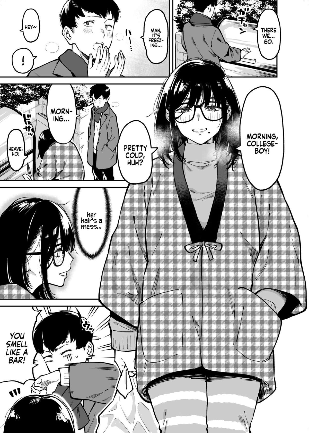 [Uchuusen Shoujigou (Shouji Nigou)] Otonari no Darashina Onee-san ni Nagusamerareru Hanashi | Comforted by the Sloppy Girl Next Door [English] [Coffedrug]