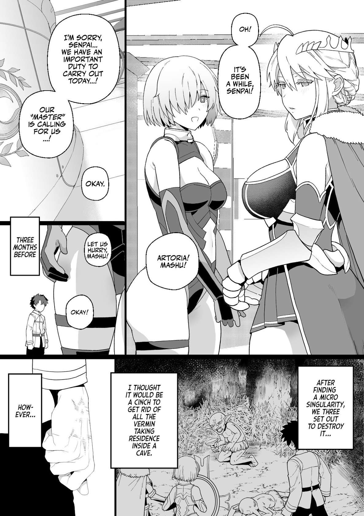 [Mo] Artoria to Mash, Goblin Kan Manga (Fate/Grand Order) | Artoria and Mashu Violated by a Goblin! [English] [Team Rabu2]