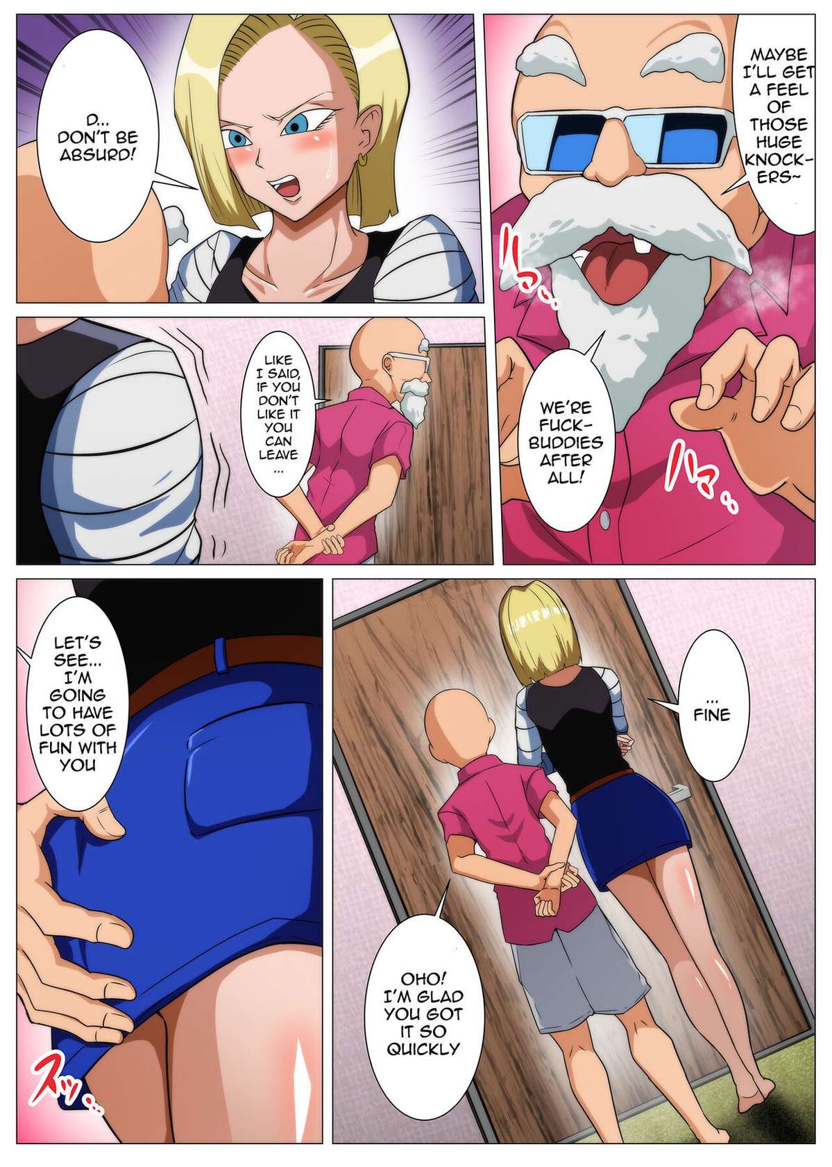 [Q Doujin] Ero Jii-san to Ecchi na Keiyaku o Shita Bakunyuu Hitozuma | The Perverted Old Man Makes An Agreement With The Big Breasted Housewife (Dragon Ball Z) [English] {Doujins.com}