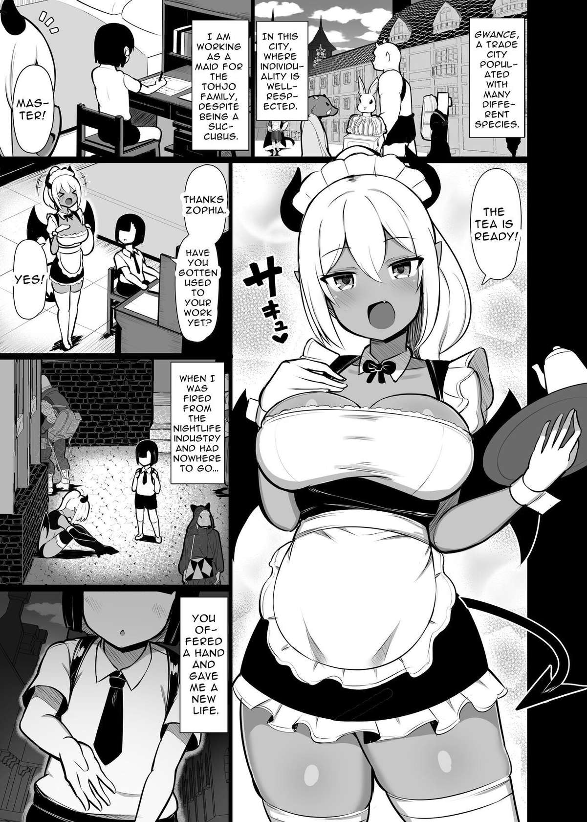 [Fry Dish (Jakko)] Goshujin-sama no Ochinchin wa Yuzurenai ~Succubus Maid to Nukirobo Maid~ [English] [Digital]