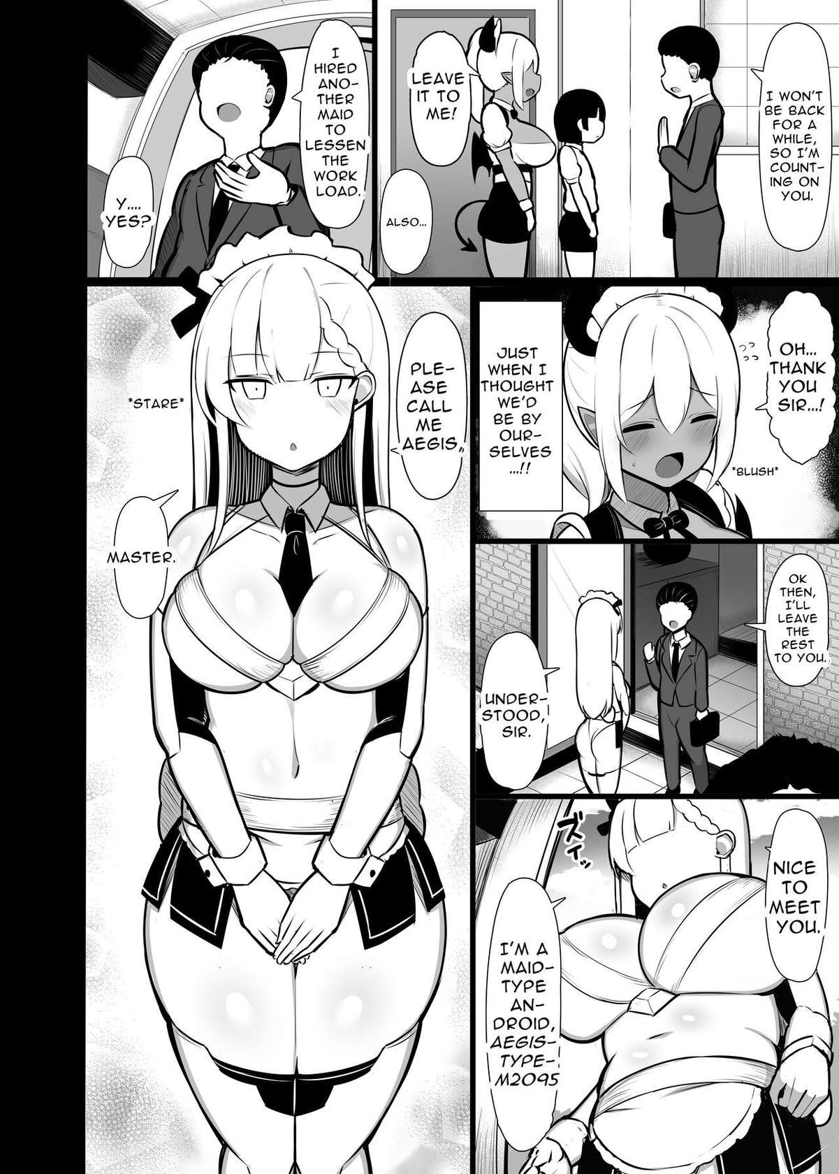 [Fry Dish (Jakko)] Goshujin-sama no Ochinchin wa Yuzurenai ~Succubus Maid to Nukirobo Maid~ [English] [Digital]