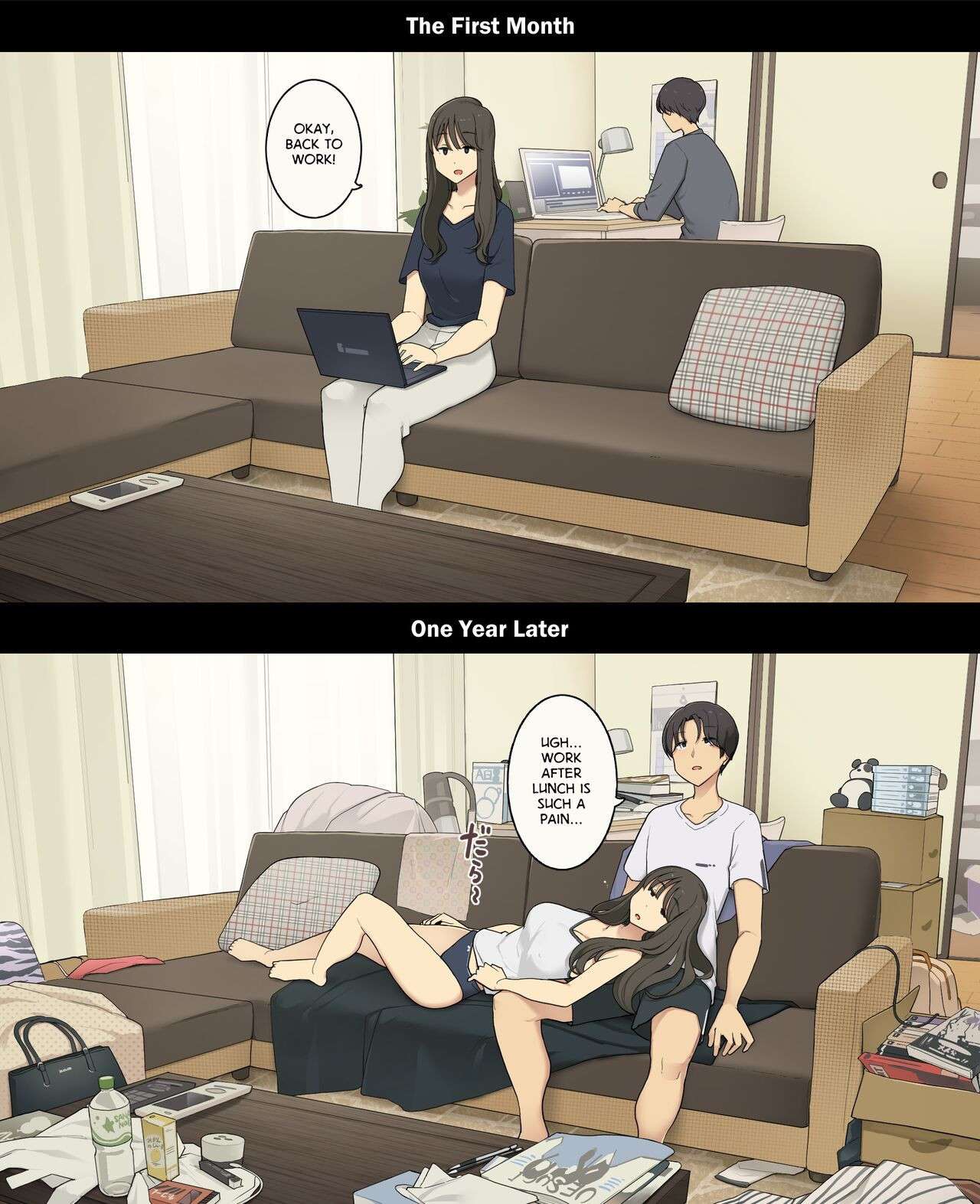 [Wakamatsu] Dousei Seikatsu Ikkagetsume to Ichinen Ato, Asaokite kara Shuushin made no Hikaku | A Day in the Life of a Couple: Their First Month Living Together vs. One Year Later [English]