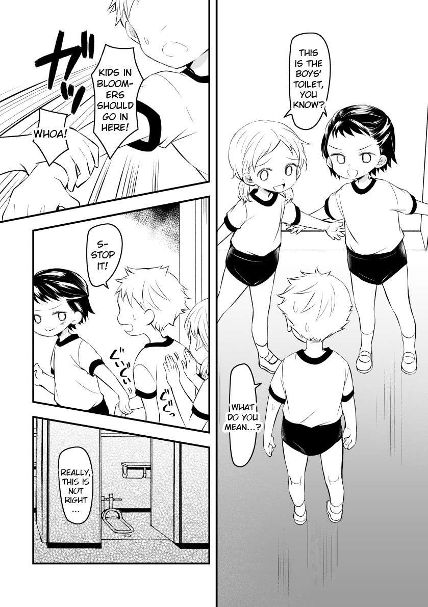 [Hirota Shimaguni] Joshi kara Danshi Toilet ni Ikasete Moraezu Omorashi Shichau | Girls Wouldn't Let Me Use the Boys Toilet So I Wet My Pants [English] {Chin²}