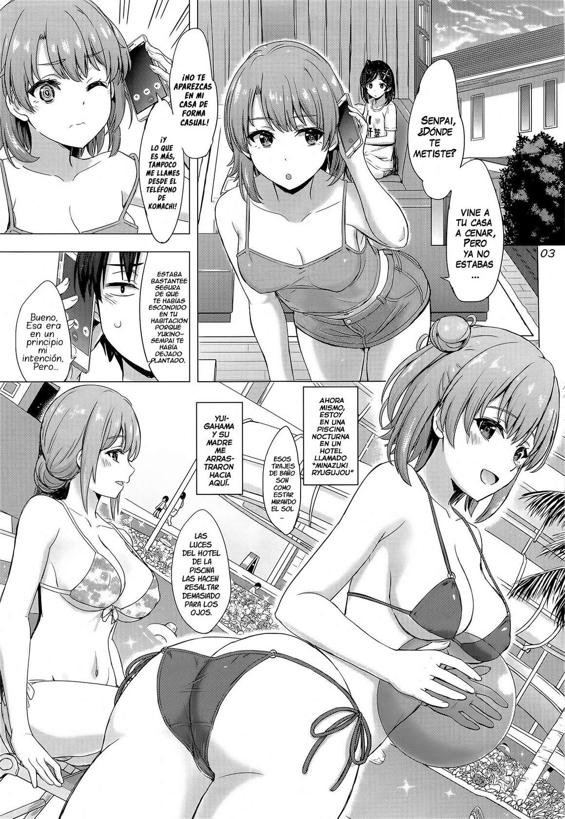 [studio A (Inanaki Shiki)] Jounetsuteki na Natsu no Resort o Yuigahama Oyako to. - Un Apasionante Resort de Verano con un Par de Yuigahamas. (Yahari Ore no Seishun Love Come wa Machigatteiru.) [Spanish] [El Tio Nephi] [2022-11-05]