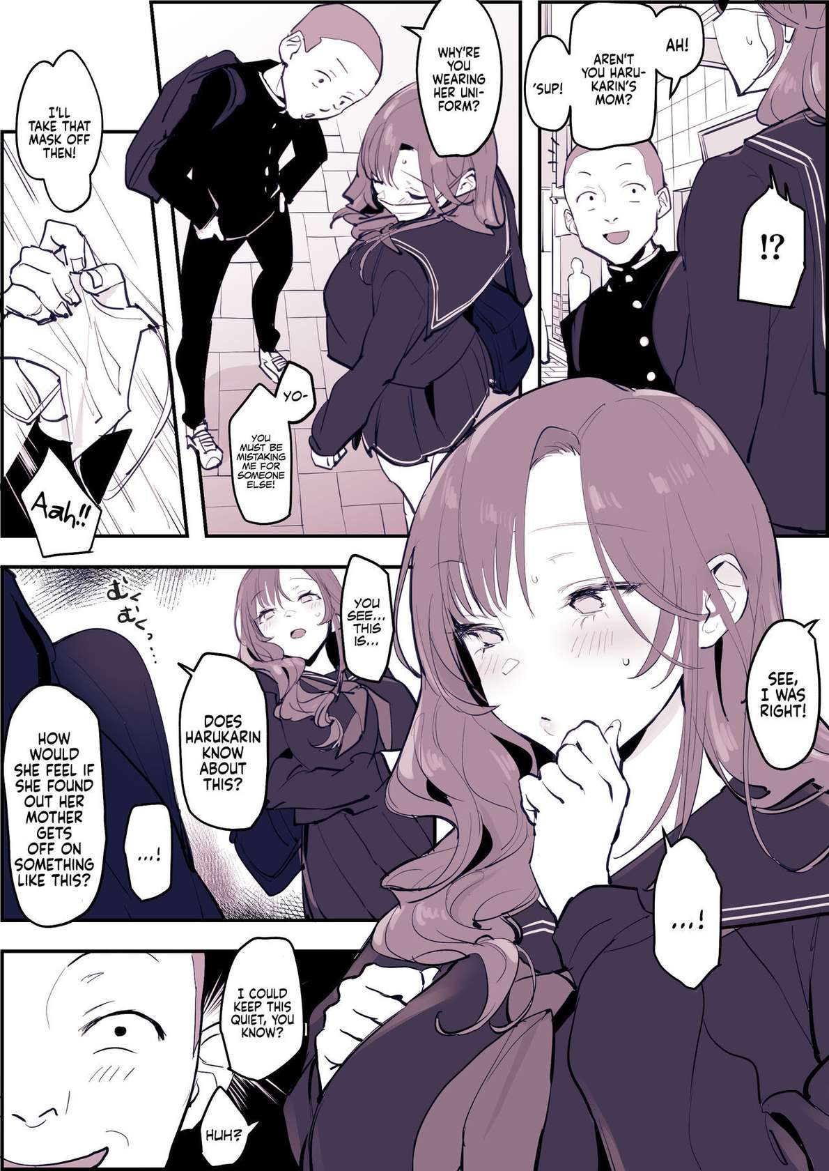 [Poriuretan] Musume no Seifuku de Sotodashi, Doukyuusei ni Mitsukaru Hitozuma | A Wife Who Wore Her Daughter's Uniform Out Was Found by Her Daughter's Classmate [English] [Coffedrug] [Decensored]