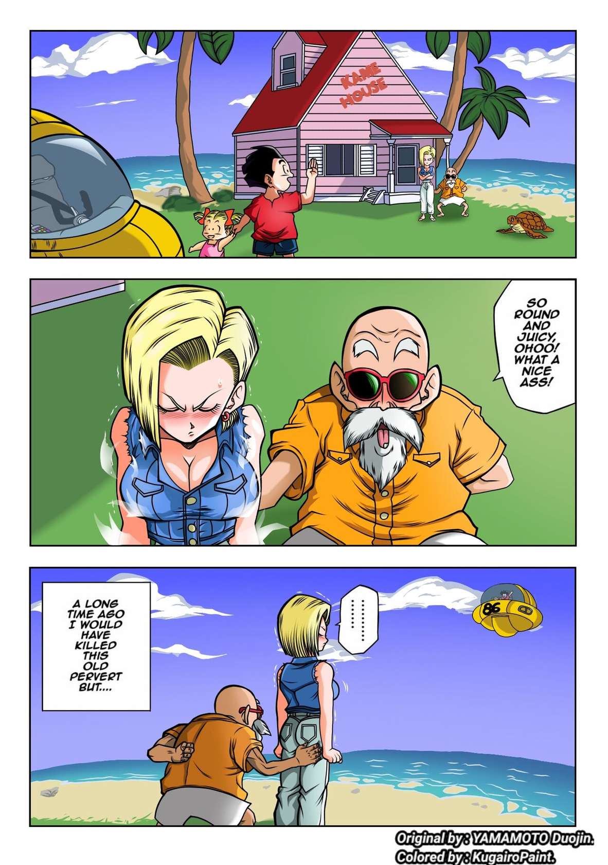 Android 18 vs Master Roshi (Dragon Ball Z) [Uncensored] [Colourized] [Kugairopaint]