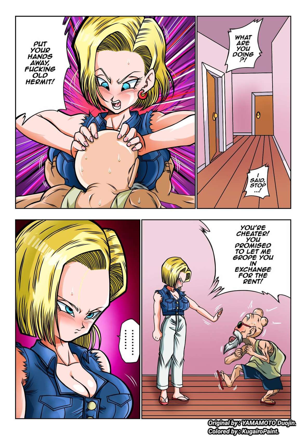 Android 18 vs Master Roshi (Dragon Ball Z) [Uncensored] [Colourized] [Kugairopaint]