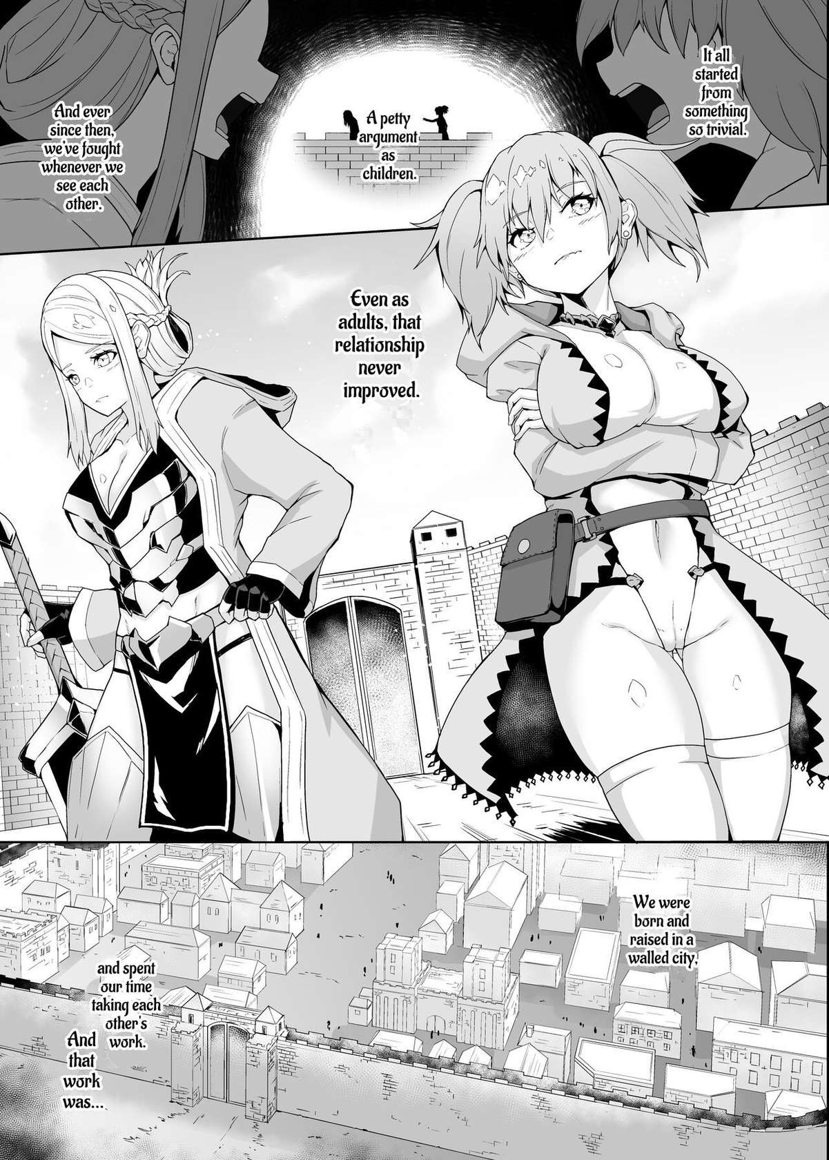 [Gotarou no All Night Fuck (Gotarou)] A Witch and Swordswoman Lose Everything To Forced Futanari Level Draining Sex | Level Drain Futanari Kyousei Sex o Saserarete, Subete o Ushinau Onna Mahoutsukai to Onna Kenshi [English] [ApricotJam]