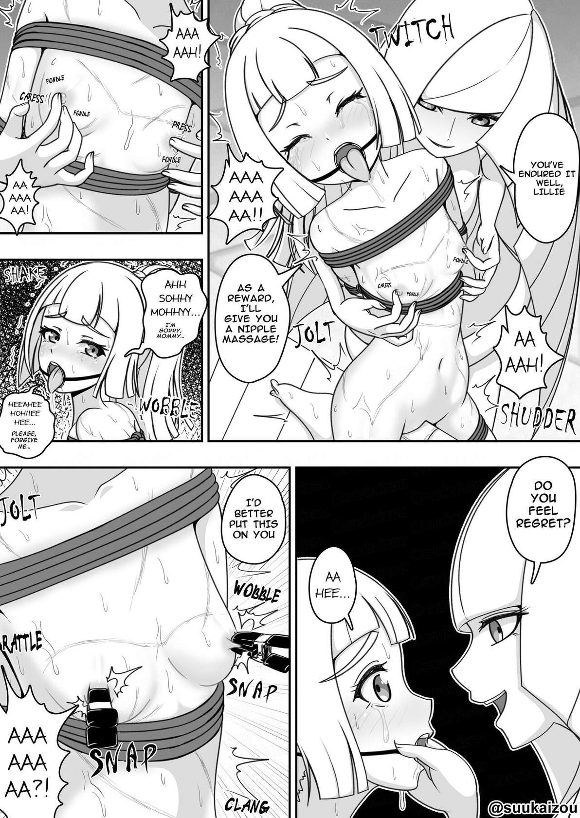 [Suukaizou] Lillie gets spanked by Lusamine. (English)