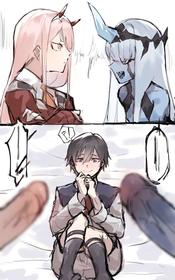 [Angel] Zero Two and Zero One x Hiro futa