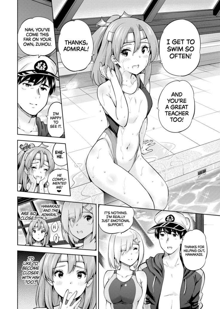 Kyouei Mizugi na Zuihou-chan to Hamakaze-san to. | Zuihou and Hamakaze in Racing Swimsuits