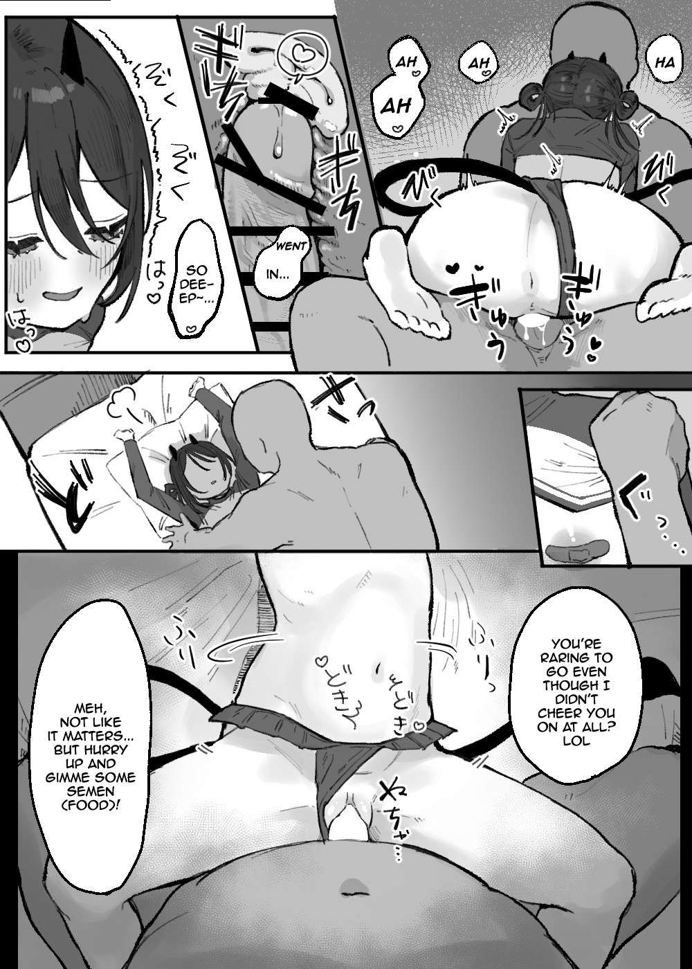 [Oyogi] Hinnyuu de Kahanshin Dekai Succubus ni Ouen Saretari Baka ni Sare Sarenagara Ecchi Suru Hanashi. | Fucking a Small-Breasted, Big-Assed Succubus While She Cheers Me On and Makes Fun of Me [English] {Doujins.com}