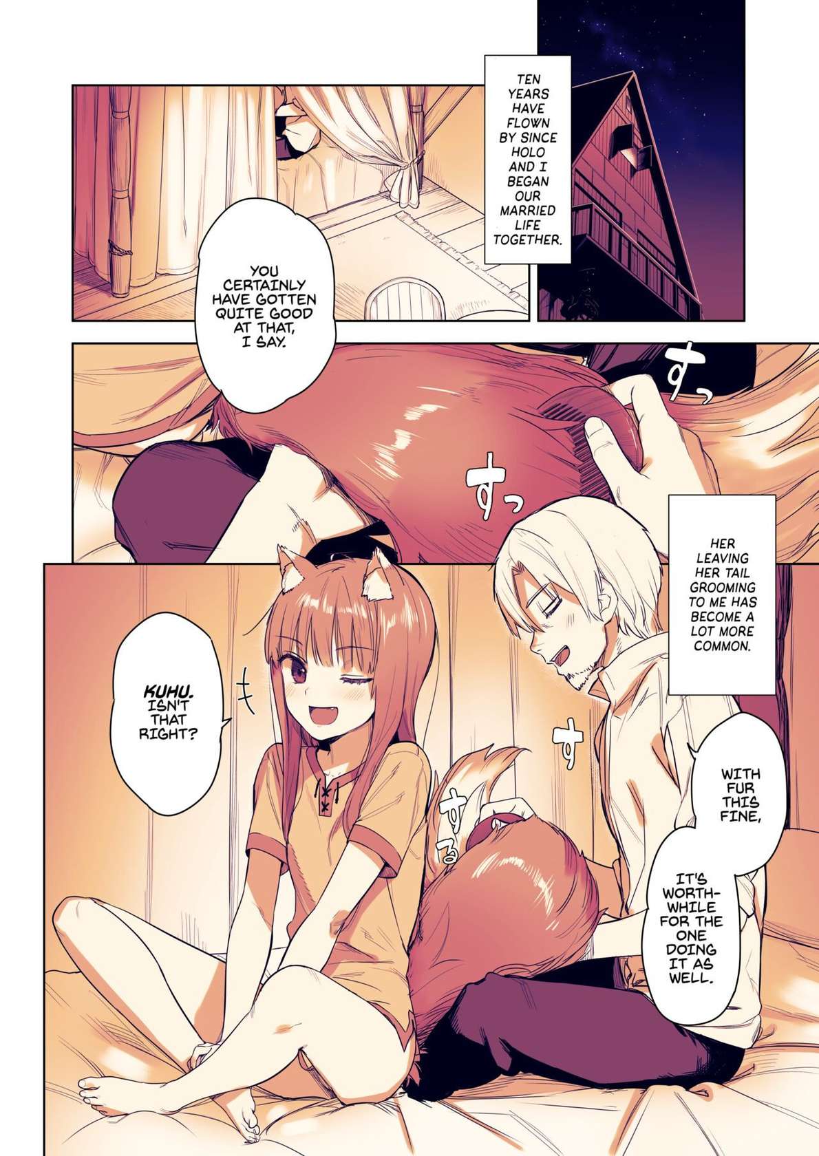 [Ajisaidenden (Kawakami Rokkaku, Takanashi Rei)] Wacchi to Shippori Kezukuroi Hon | Affectionate Grooming With Me (Spice and Wolf) [English] [Von] [Decensored] [Digital]