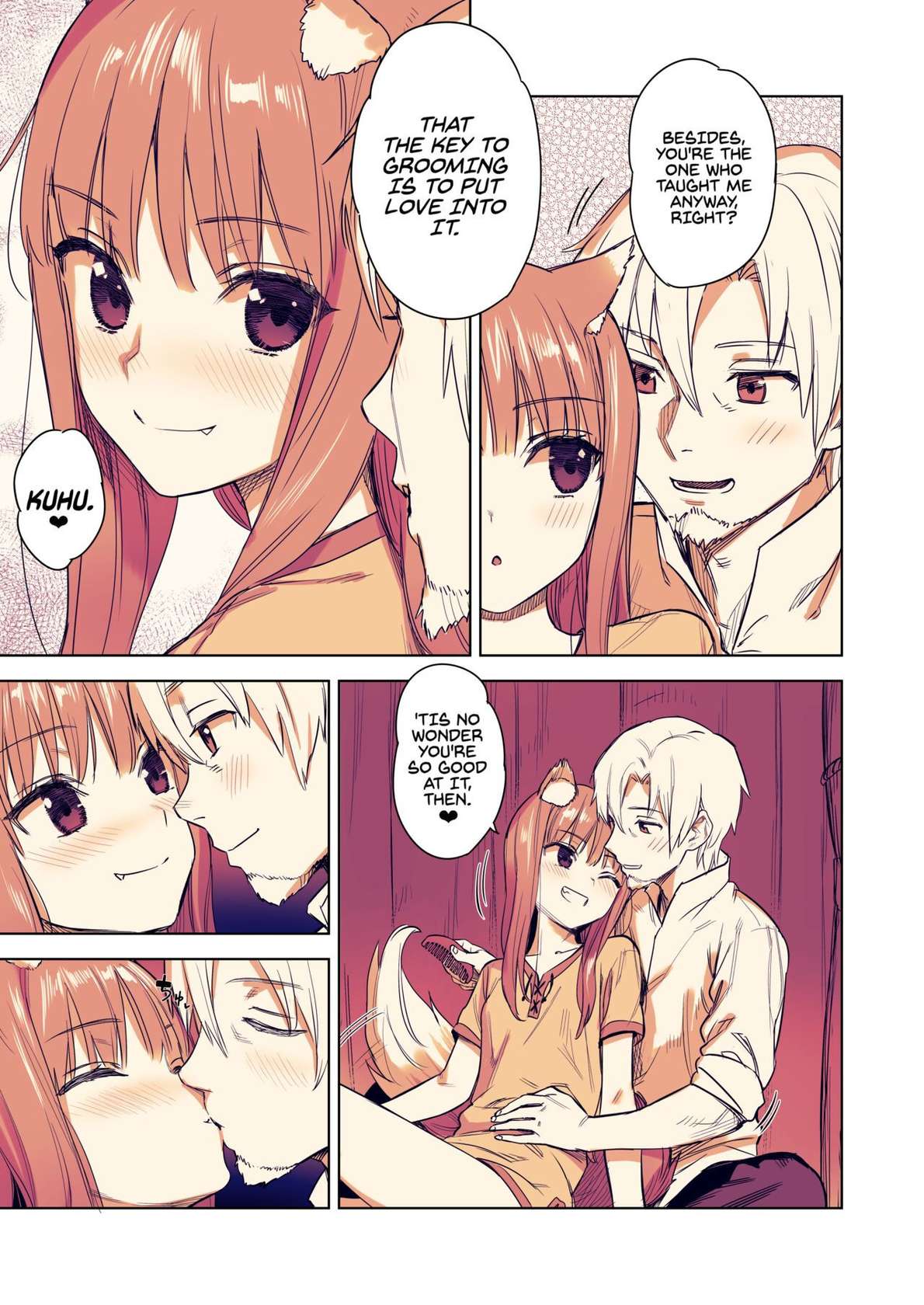 [Ajisaidenden (Kawakami Rokkaku, Takanashi Rei)] Wacchi to Shippori Kezukuroi Hon | Affectionate Grooming With Me (Spice and Wolf) [English] [Von] [Decensored] [Digital]