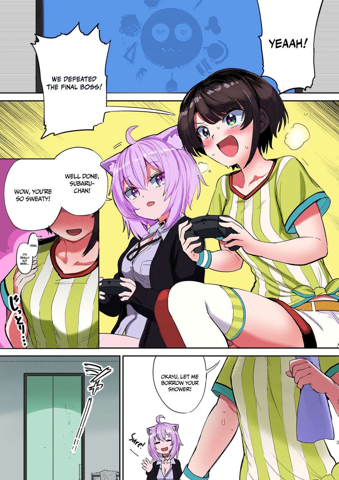 [Yakitate Jamaica A (Aomushi)] Hatsujou Kiken Chitai | Sexual Excitement Danger Zone (Oozora Subaru, Nekomata Okayu) [English] {Doujins.com} [Colorized] [Decensored] [Digital]