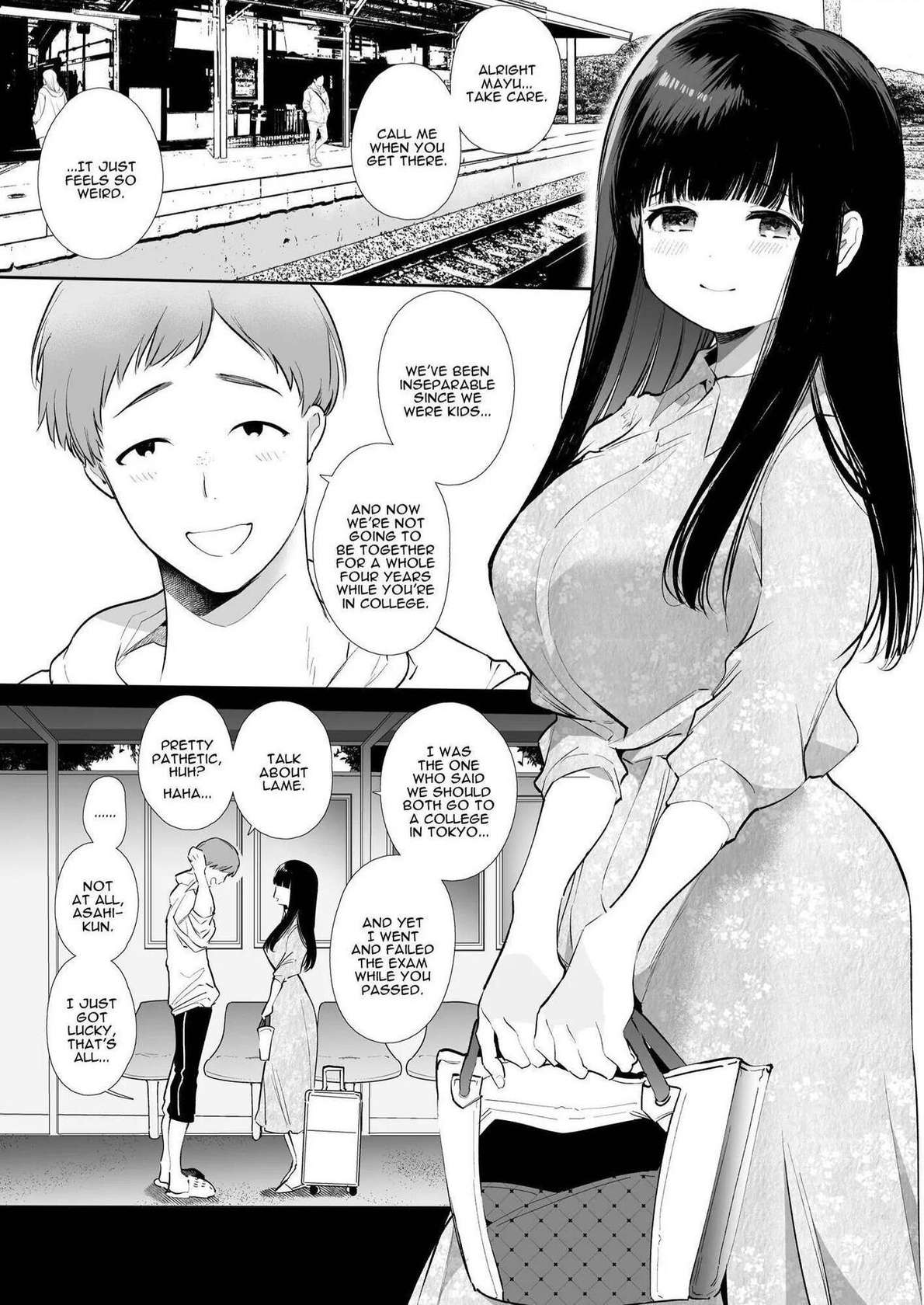 [Yatomomin (Yamamoto Tomomitsu)] Mayu-chan NTR ~Daigaku Shingaku no Tame Joukyou Shita Kanojo ga Onzoushi ni Tsukamari Dekiai Sarete Shimatta~ | Mayu-chan NTR ~Big Dick in the Big City~ [English]