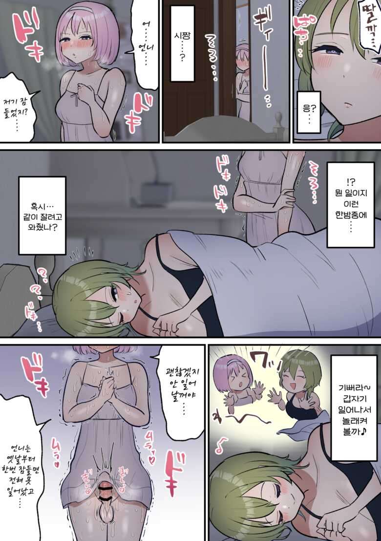 [Fence 14] Neta Furi Shite Koubi Sasetekureru Onee-chan to Futanari Imouto | 잠든 척하며 교미시켜주는 언니와 후타나리 여동생 [Korean]