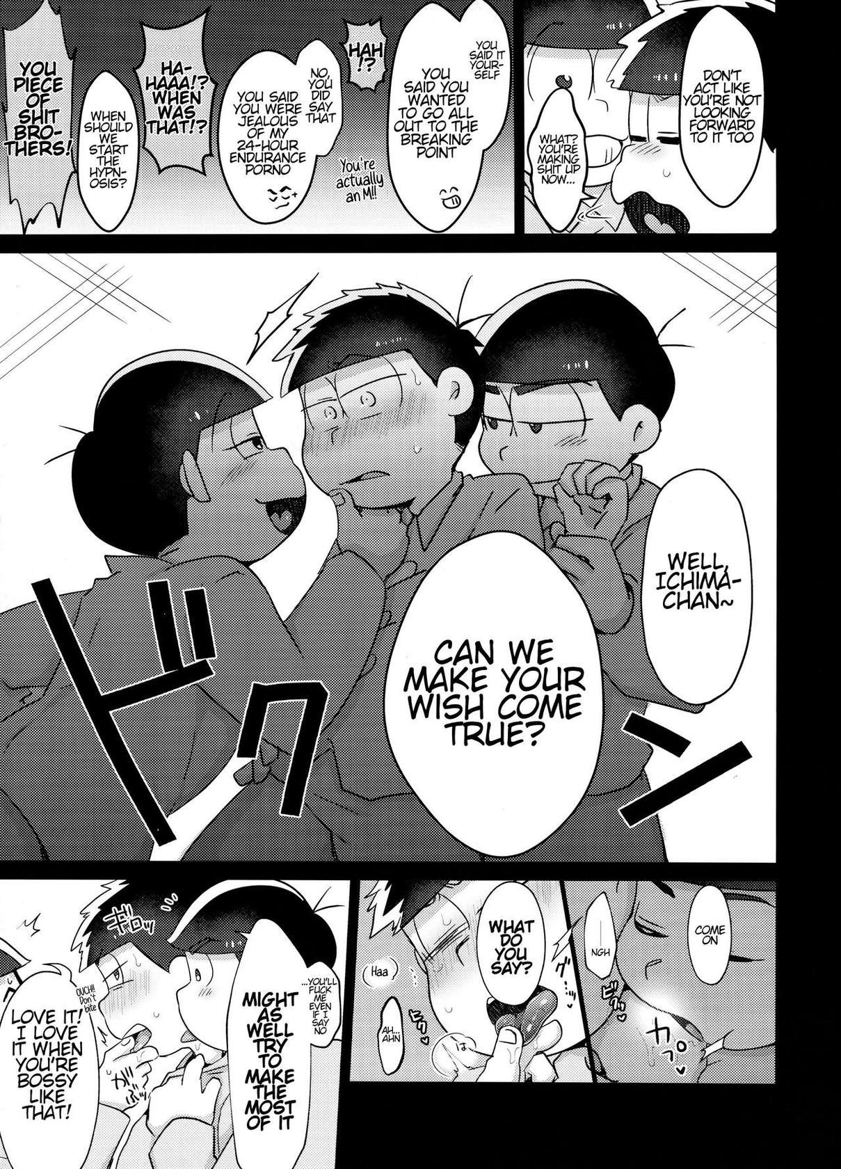 (Kahou wa Nete Matsu 20) [Nima Nima Hompo (Tokiwa)] My Tongue Has Been Weird Lately ~ 24 hours of explosive threesome sex!! (Osomatsu-san) [English]