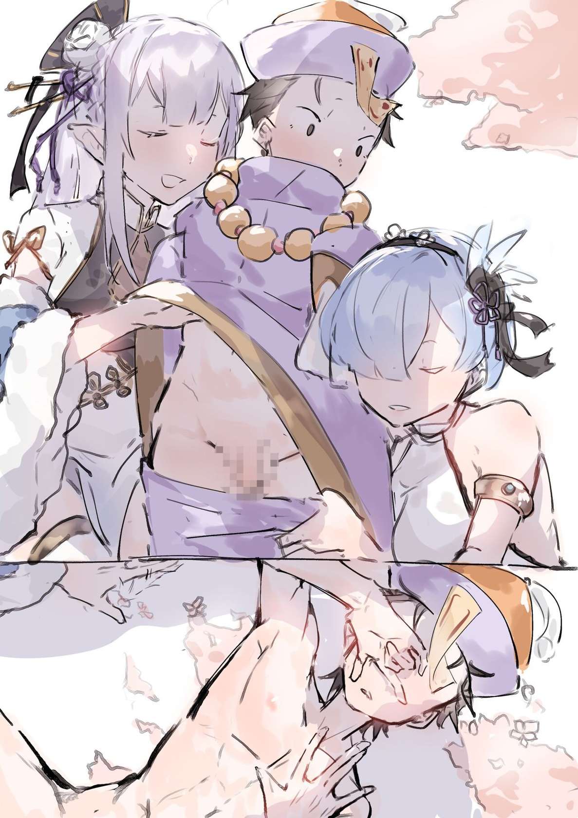 Subaru x Emilia and Rem