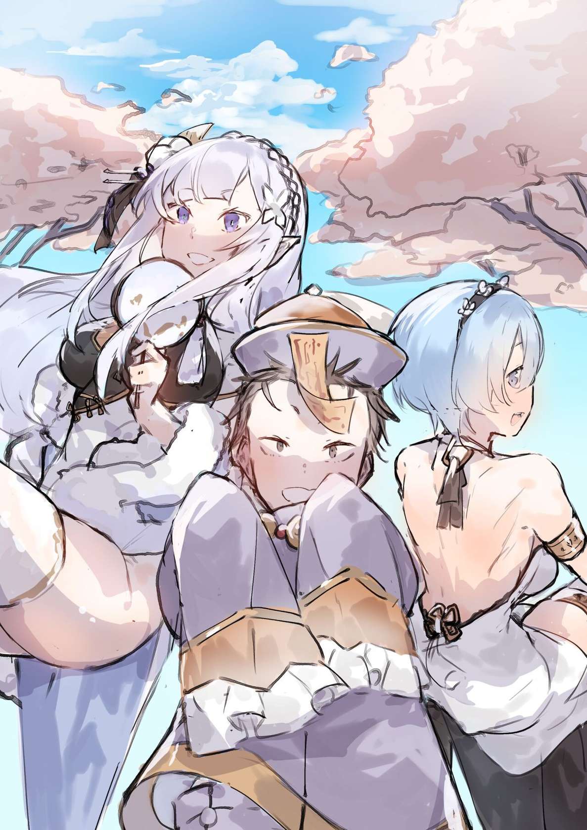 Subaru x Emilia and Rem