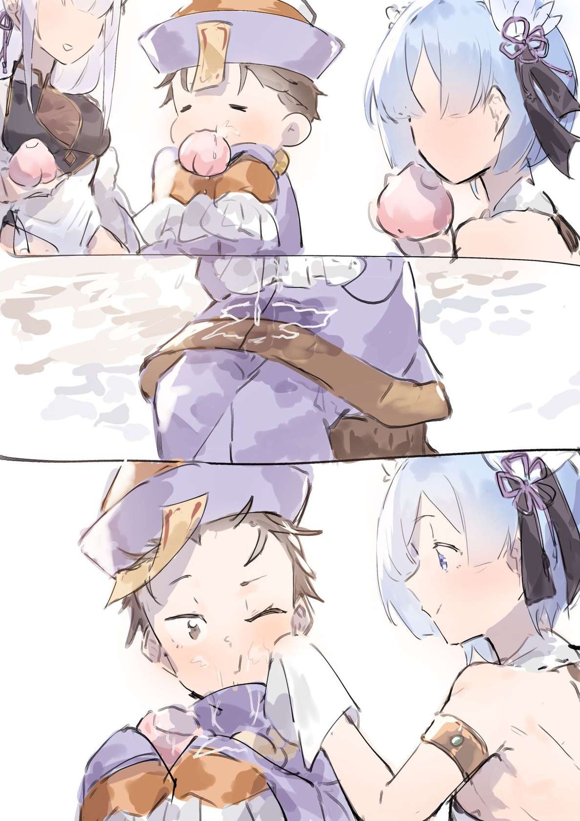 Subaru x Emilia and Rem