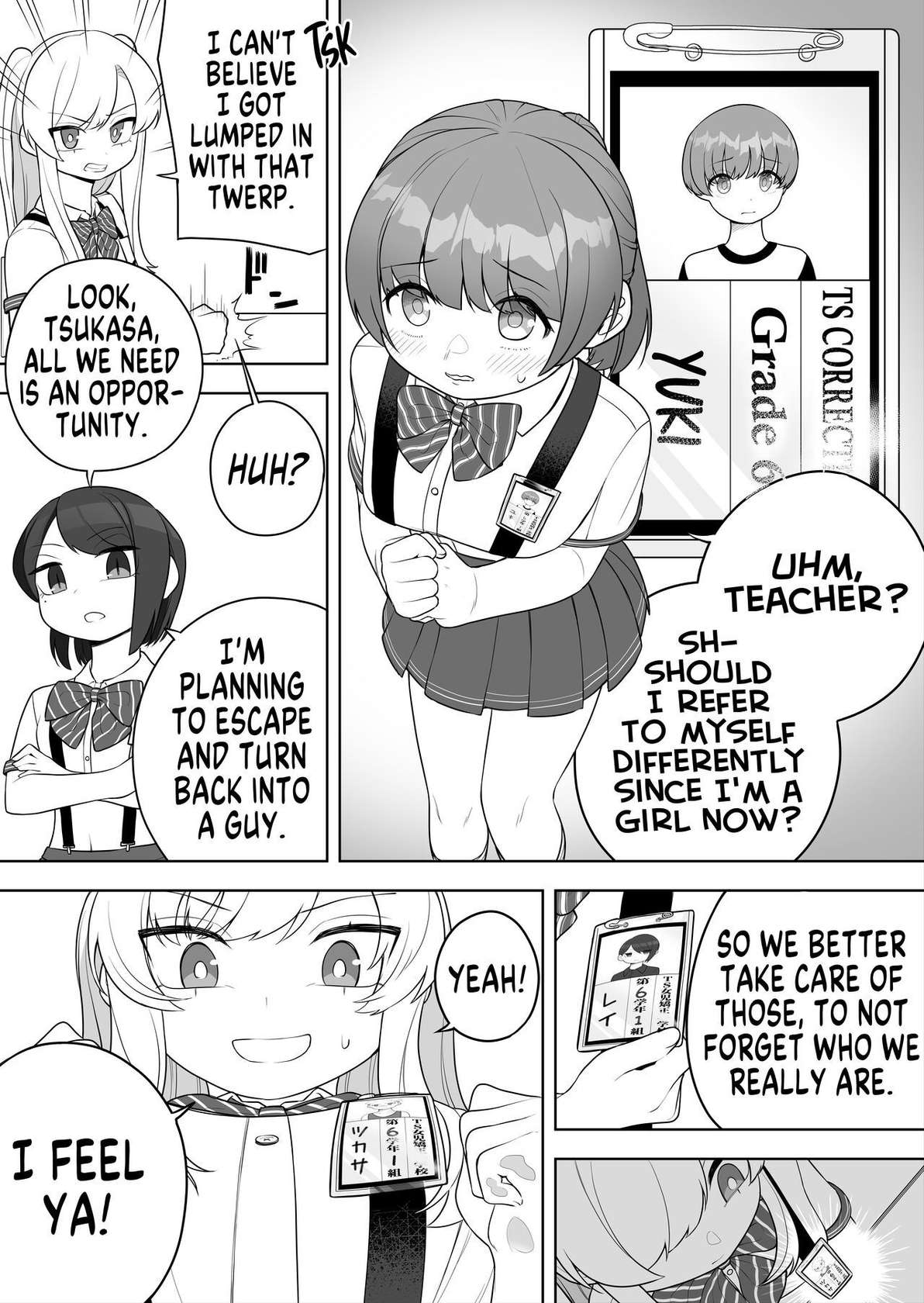 [Amuai Okashi Seisakusho (Ochita Ato Daisuki Samurai, Ahoge Kinoko)] Kyousei Gimukyouiku! TS Ecchi na Onnanoko Kunrenkou! | Correction and Duty Education! Training School for Lewd TS Girls! [English] [GTF]