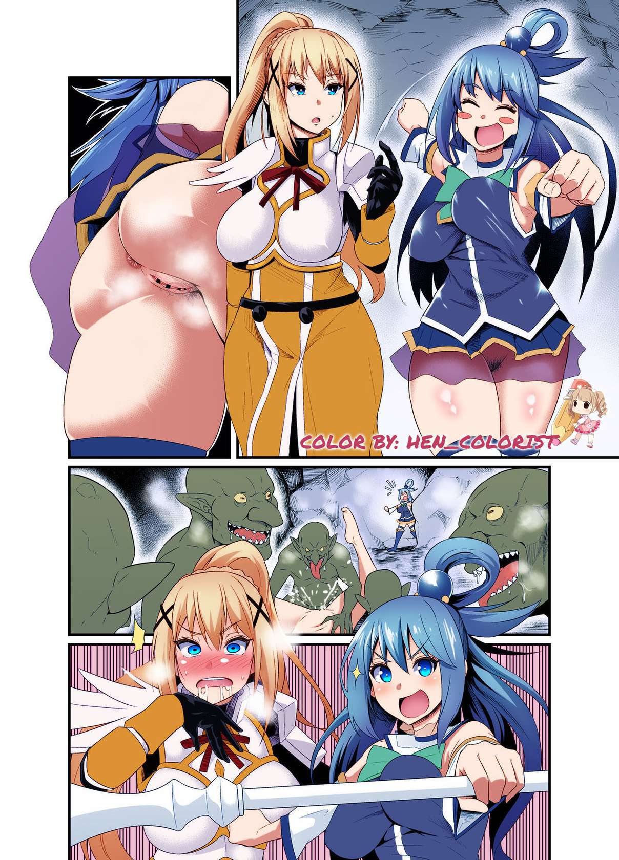 [Ankoman] Baka to Hentai, Goblin Taiji e Iku | The idiot and the pervert go to exterminate goblins (Kono Subarashii Sekai ni Syukufuku o!) [English] [Colorized] [Hen_Colorist]