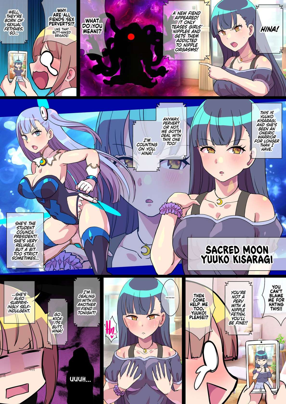 [Kleitos (Ryunosuke)] Mugen Senki Sacred Twin -Taiketsu! Chikubi Ijiri Kaijin!! Watashi Cliha Nandesu kedo!?- | Sacred Twins [English] {2d-market.com} [Decensored] [Digital]