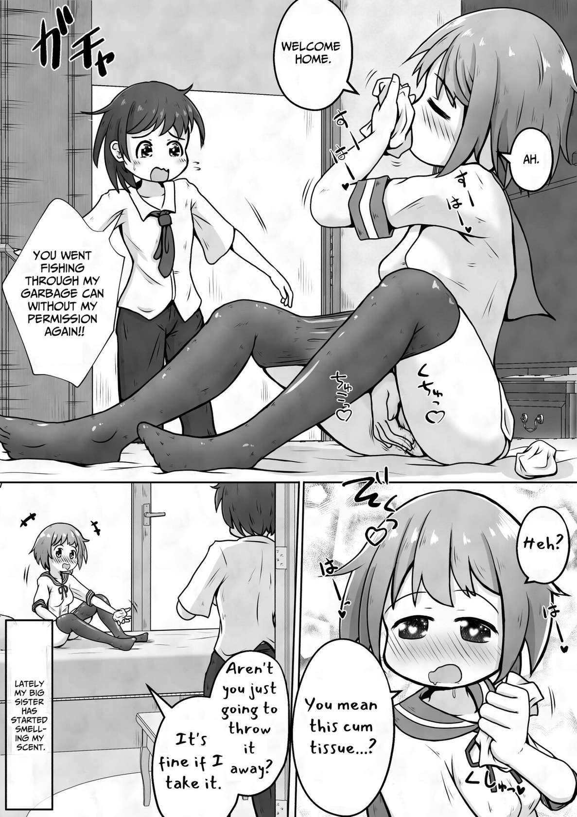 [Ecchi Ecchi Daifuku (Neko Daifuku)] I want my sister to stop making me take off my pants without permission and masturbate with the smell of dirt! [English] [TsukiNet]