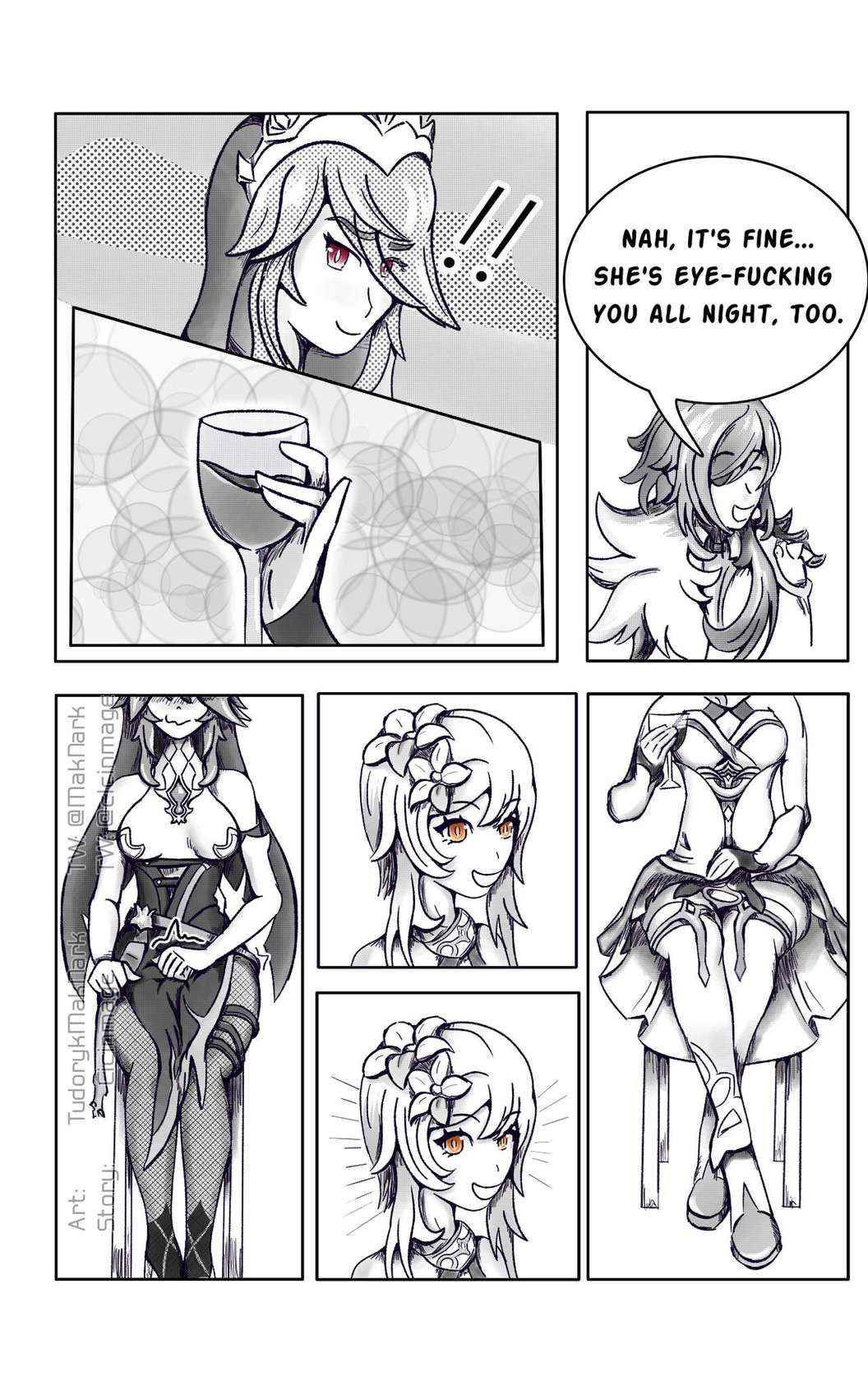 [TudorykMakNark] Blame it on the booze, got you feeling loose ( Rosaria and Lumine Doujinshi )