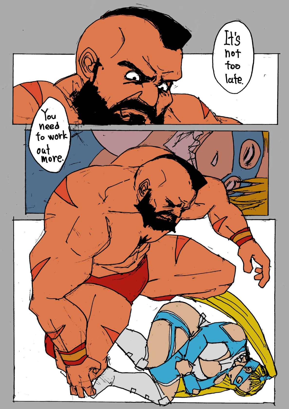 [Sanman-Drill] Zangief VS. Rainbow Mika (Street Fighter) [Japanese + English]