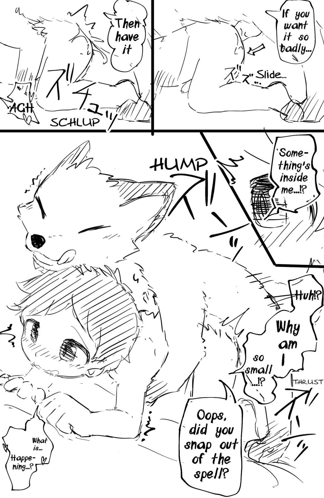 catfox22 / funiyua - A human boy becomes small and gets fucked by a male fox + extras [Decensored] [English]