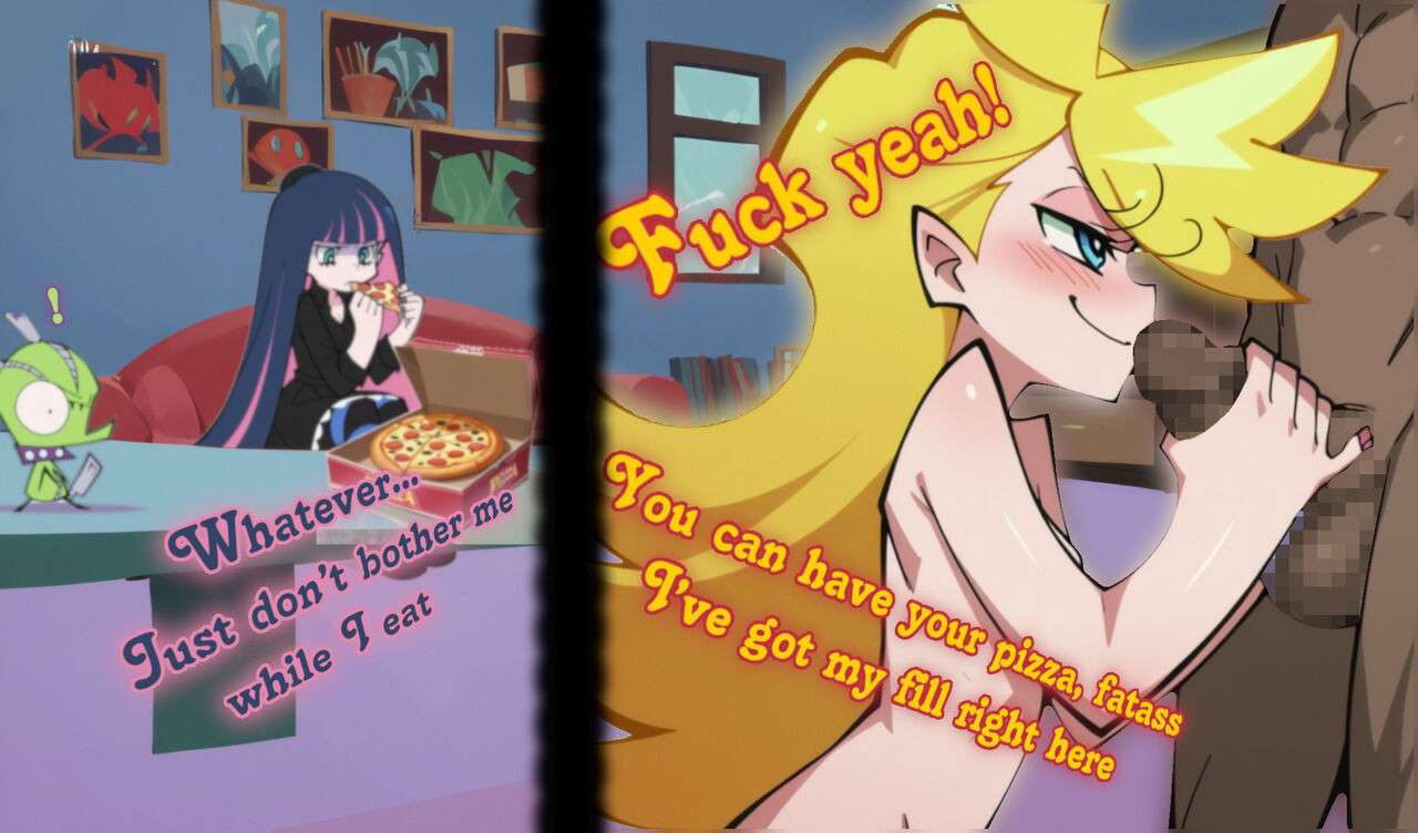 [AI generated] Panty & Stocking have sex with some guy (Black skin variant)