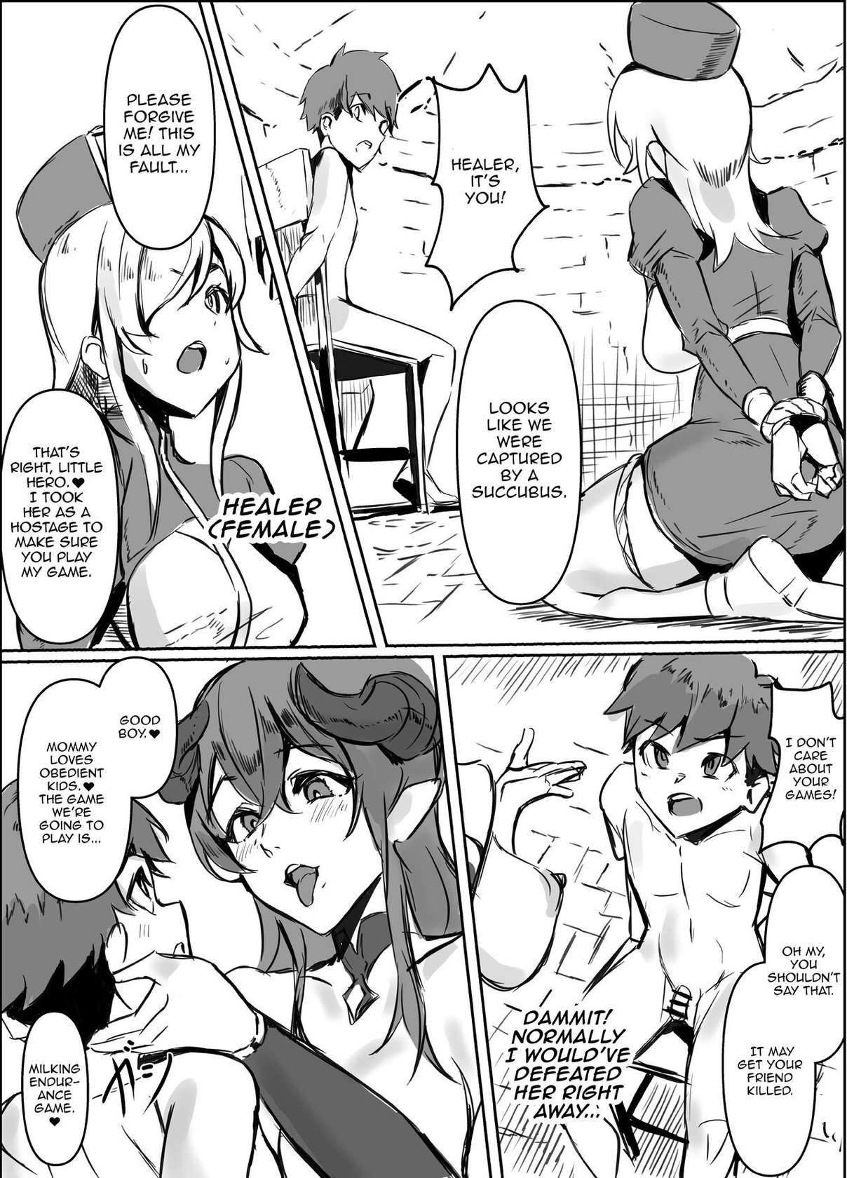 [Honyuubin (Tikubin)] Succubus Mama no Sakusei Gaman Game de Uragiri Maso Ochi Shasei Shichau Ohanashi [English] [Doujins.com]