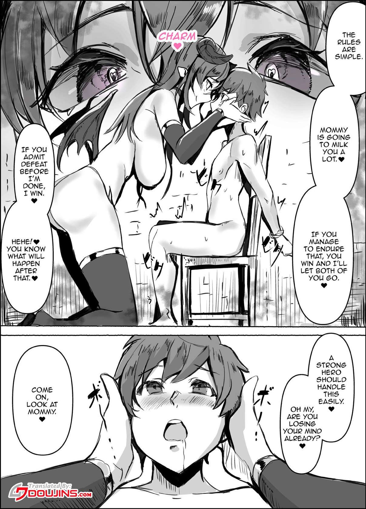 [Honyuubin (Tikubin)] Succubus Mama no Sakusei Gaman Game de Uragiri Maso Ochi Shasei Shichau Ohanashi [English] [Doujins.com]