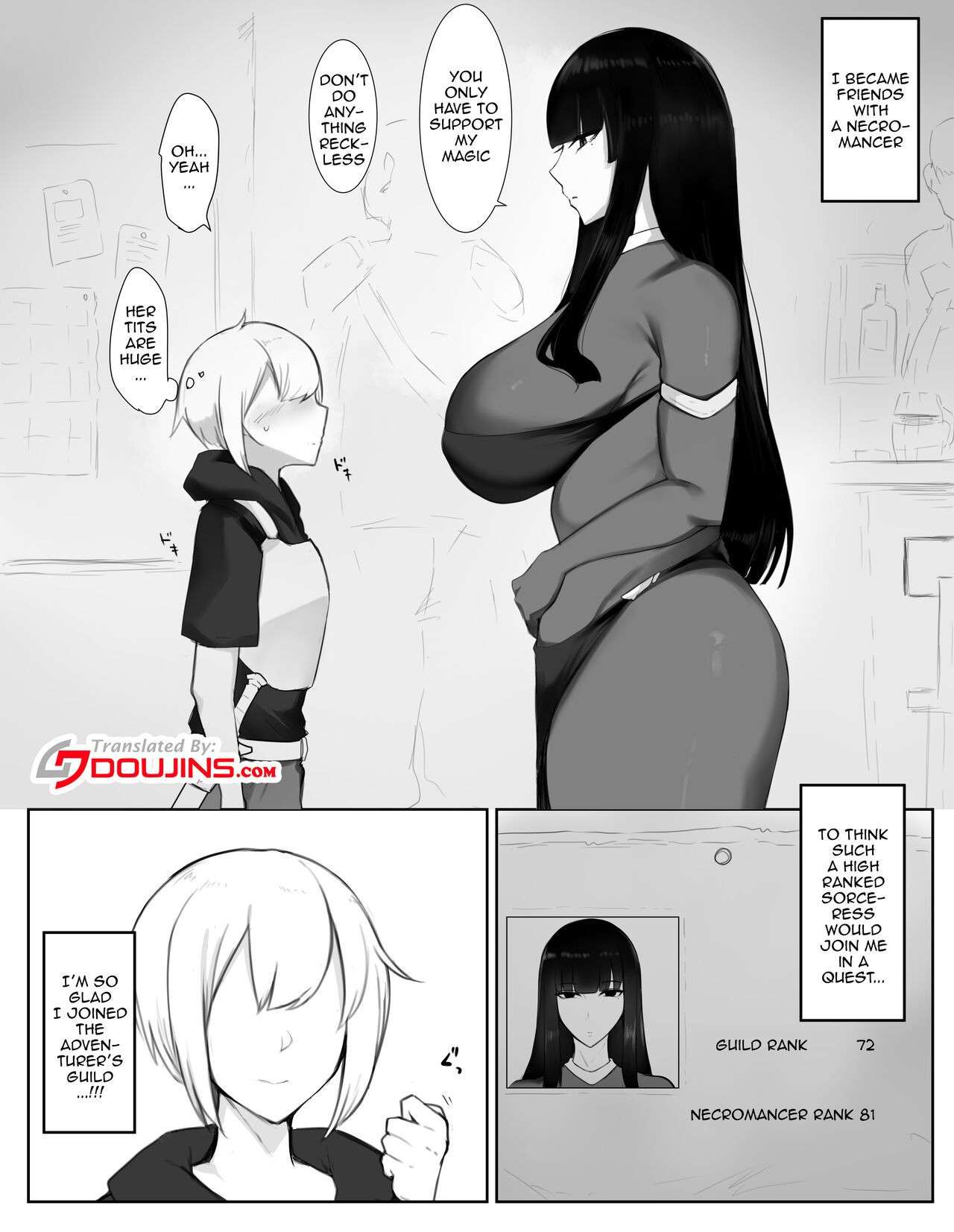 [Tesla pod (Elimiko)] Majutsushi Onee-san ga Maryoku Hokyuu Suru Tame ni Boukensha-kun kara Sakusei Suru Hanashi [English] [Doujins.com] [Digital]