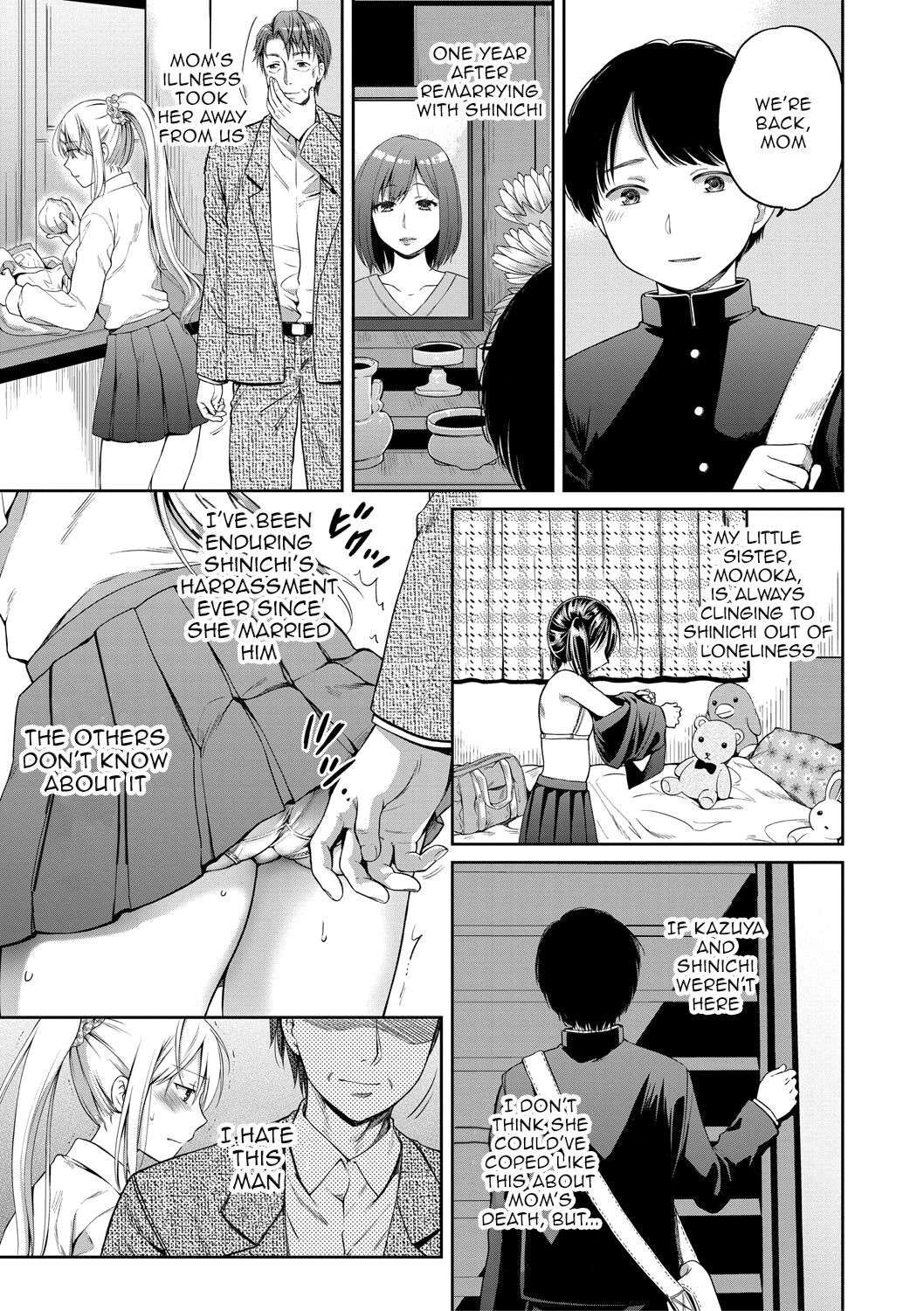 [Harusawa] Nisemono Kazoku - Gifu ni Ochite Iku Musume | Daughter Falling Into Stepfather Ch.1 [English] {Doujins.com} [Digital]