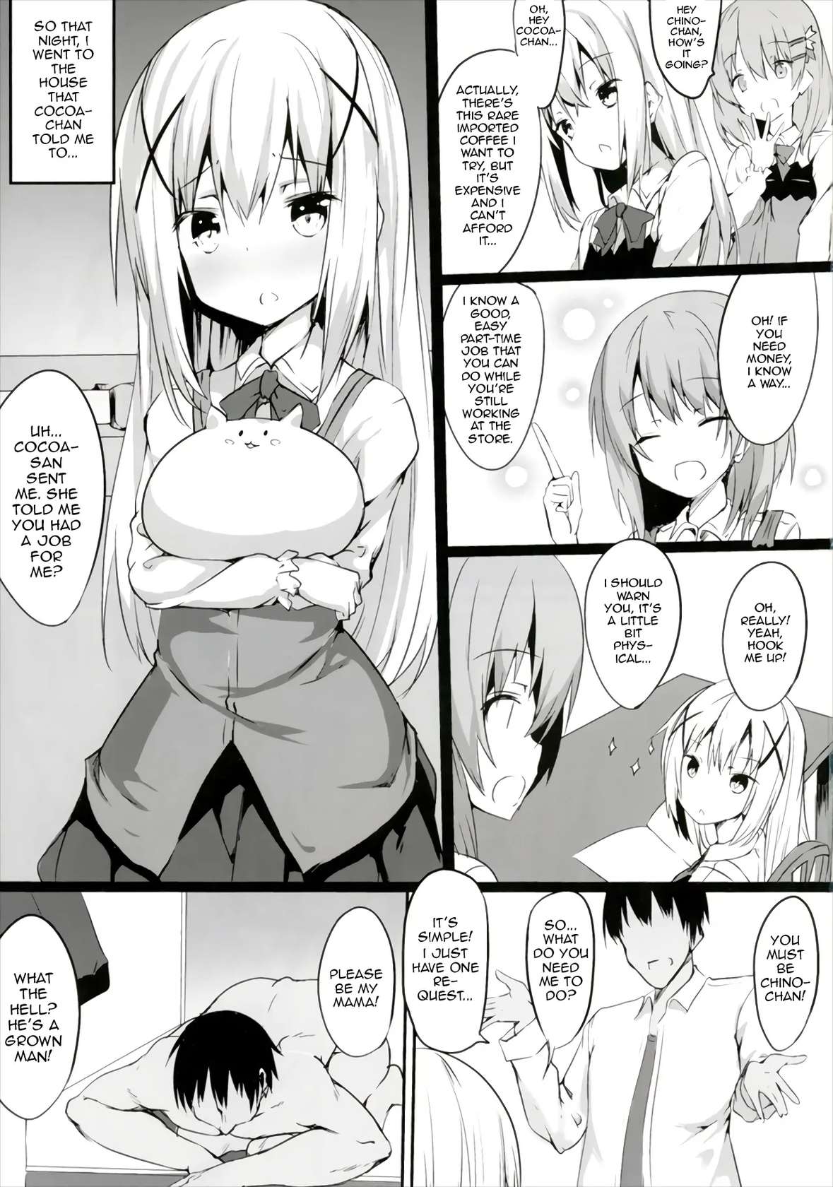 (Futaket 13.5) [Wisteria (Fujihan)] Chino Mama no Semen de Ikuji desu ka? | Can you raise a baby on Chino Mama's Semen? (Gochuumon wa Usagi Desu ka?) [English]