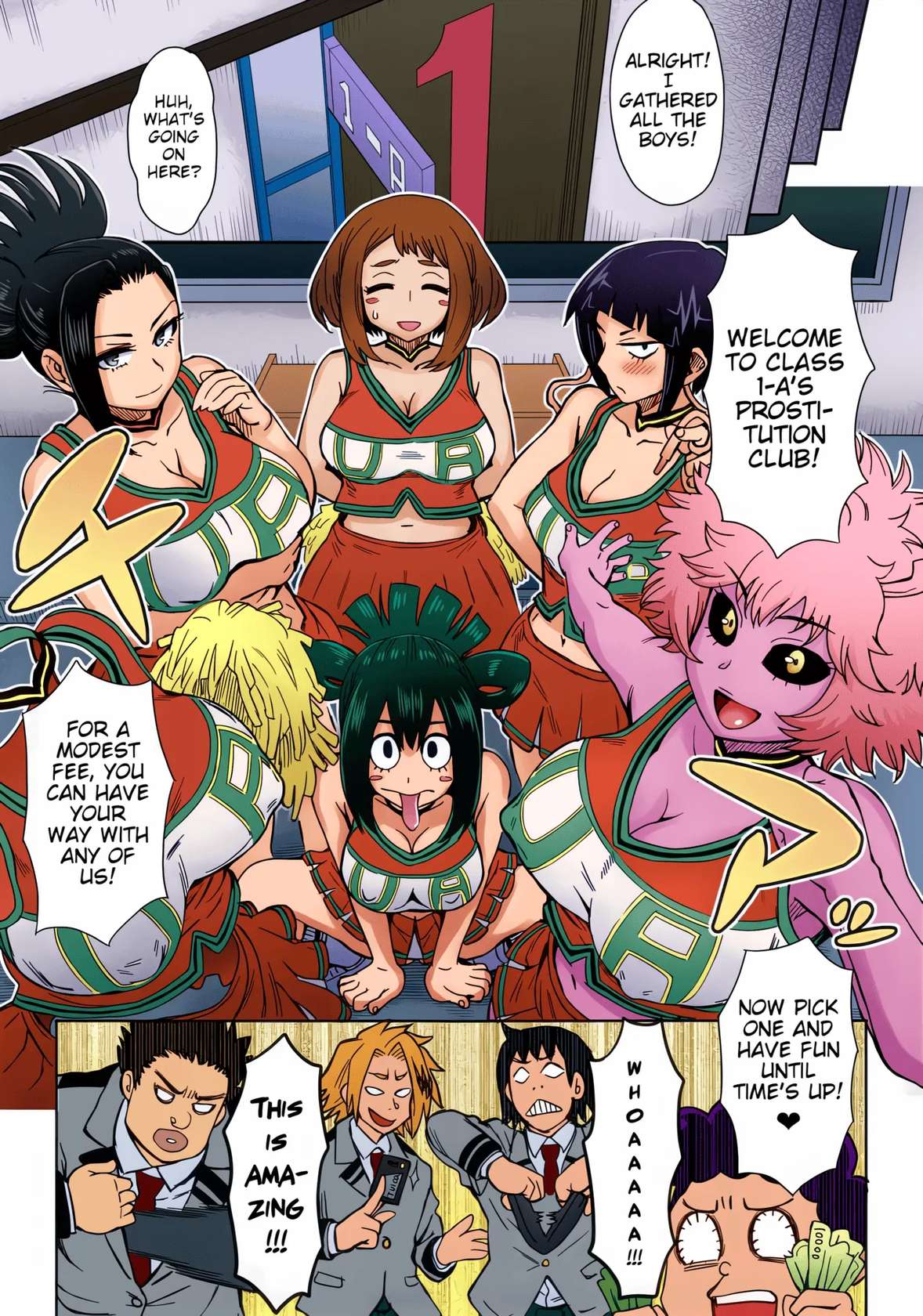 (C90) [Eight Beat (Itou Eight)] Uraraka Ura Fuuzoku | Uraraka's Behind-the-Scenes Prostitution (Boku no Hero Academia) [English] [Glittering Translations] [Colorized]